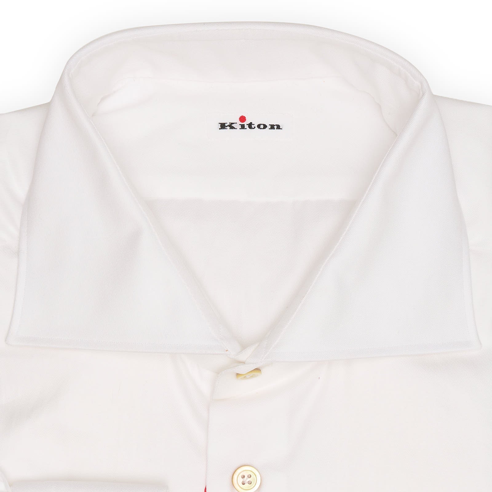 KITON Napoli Handmade White Twill Cotton Dress Shirt EU 45 NEW US 18