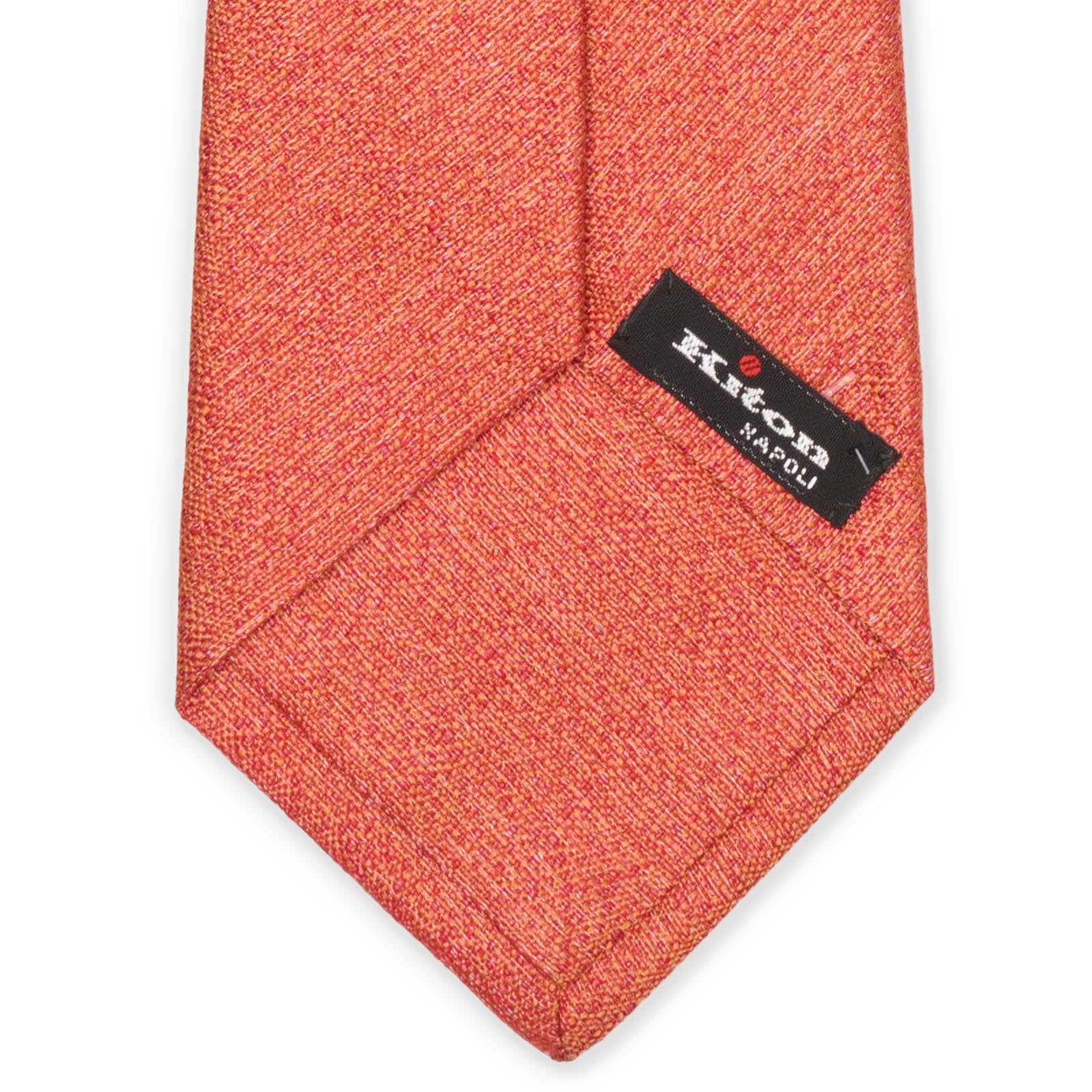 KITON Orange Micro Seven Fold Silk Tie NEW