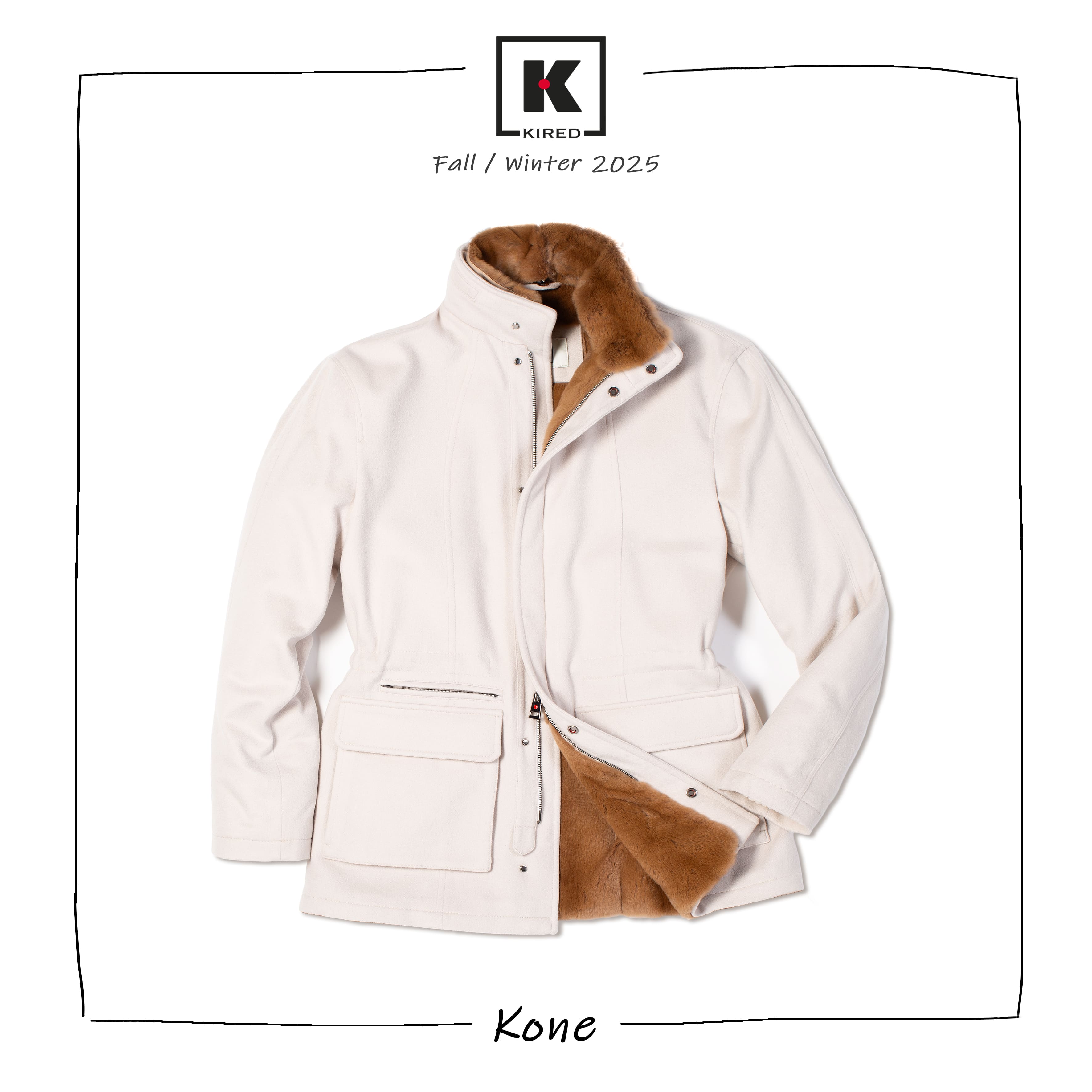 KITON KIRED "Kone" Beige Cashmere-Weasel Fur Jacket Coat EU 50 US M 2025