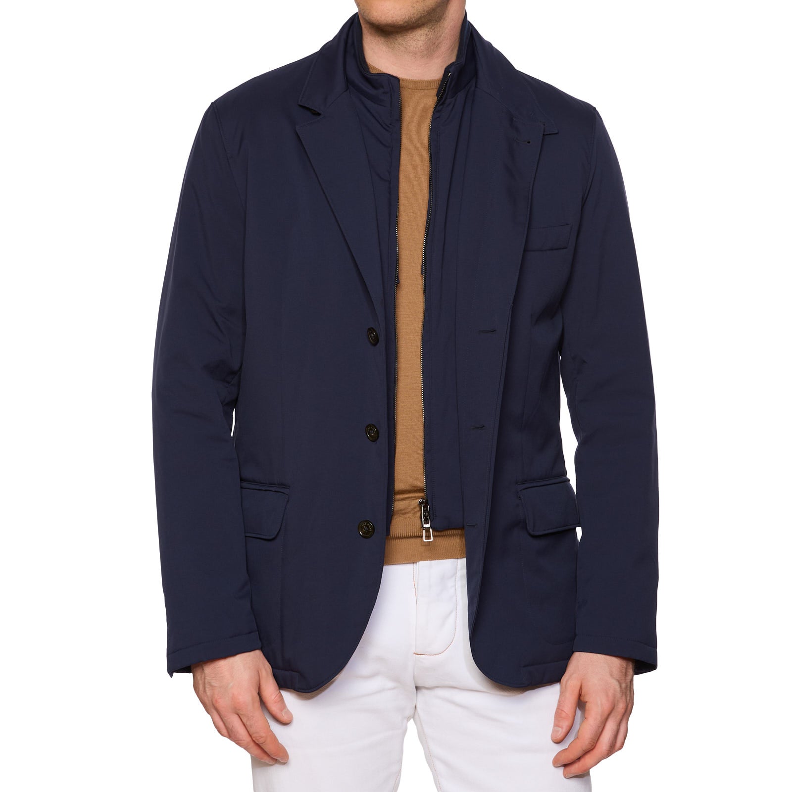 LORO PIANA Navy Blue Cashmere Lined Roadster Ville D'este Blazer Jacket M