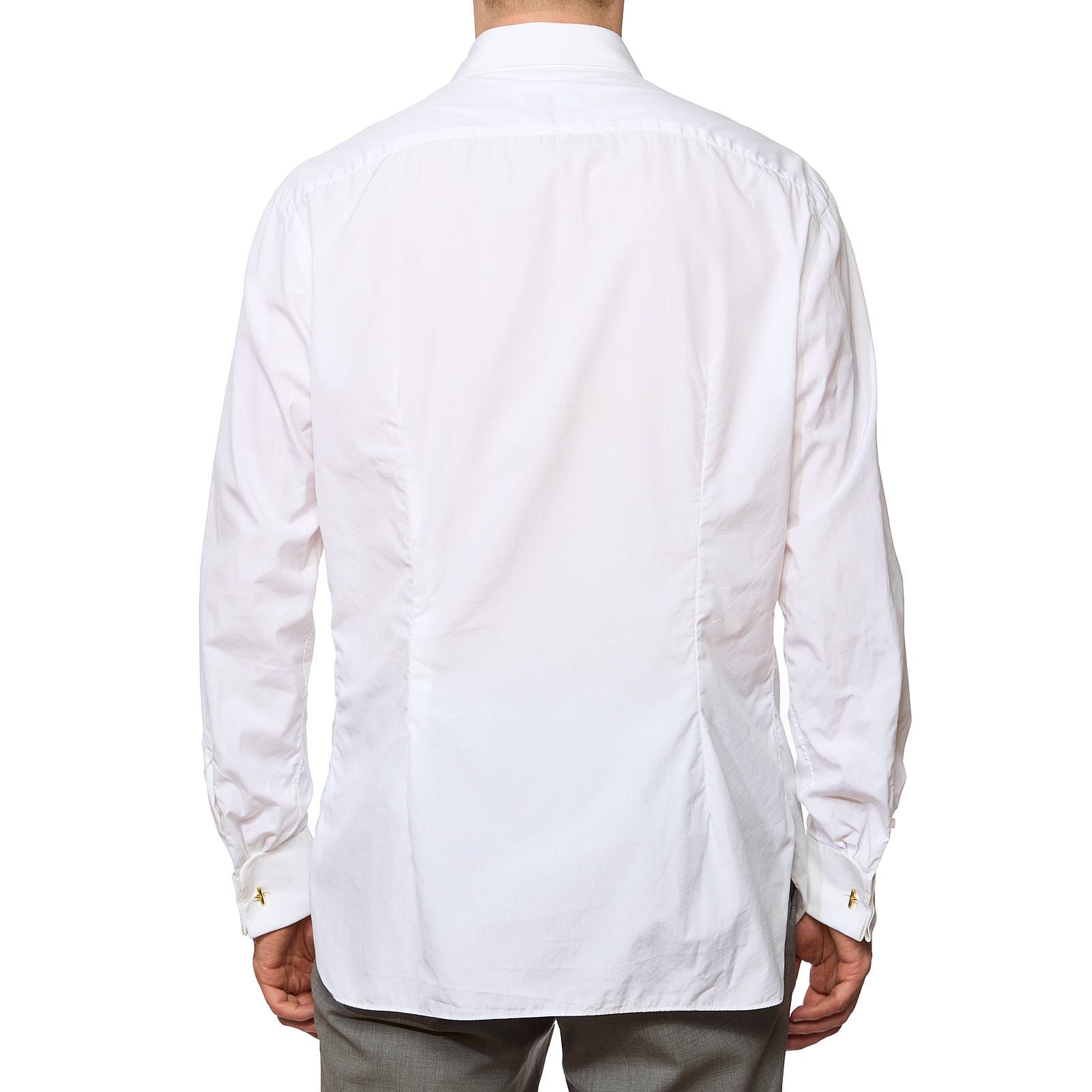 LUIGI BORRELLI Napoli White Poplin French Cuff Dress Shirt EU 41 NEW US 16 Slim