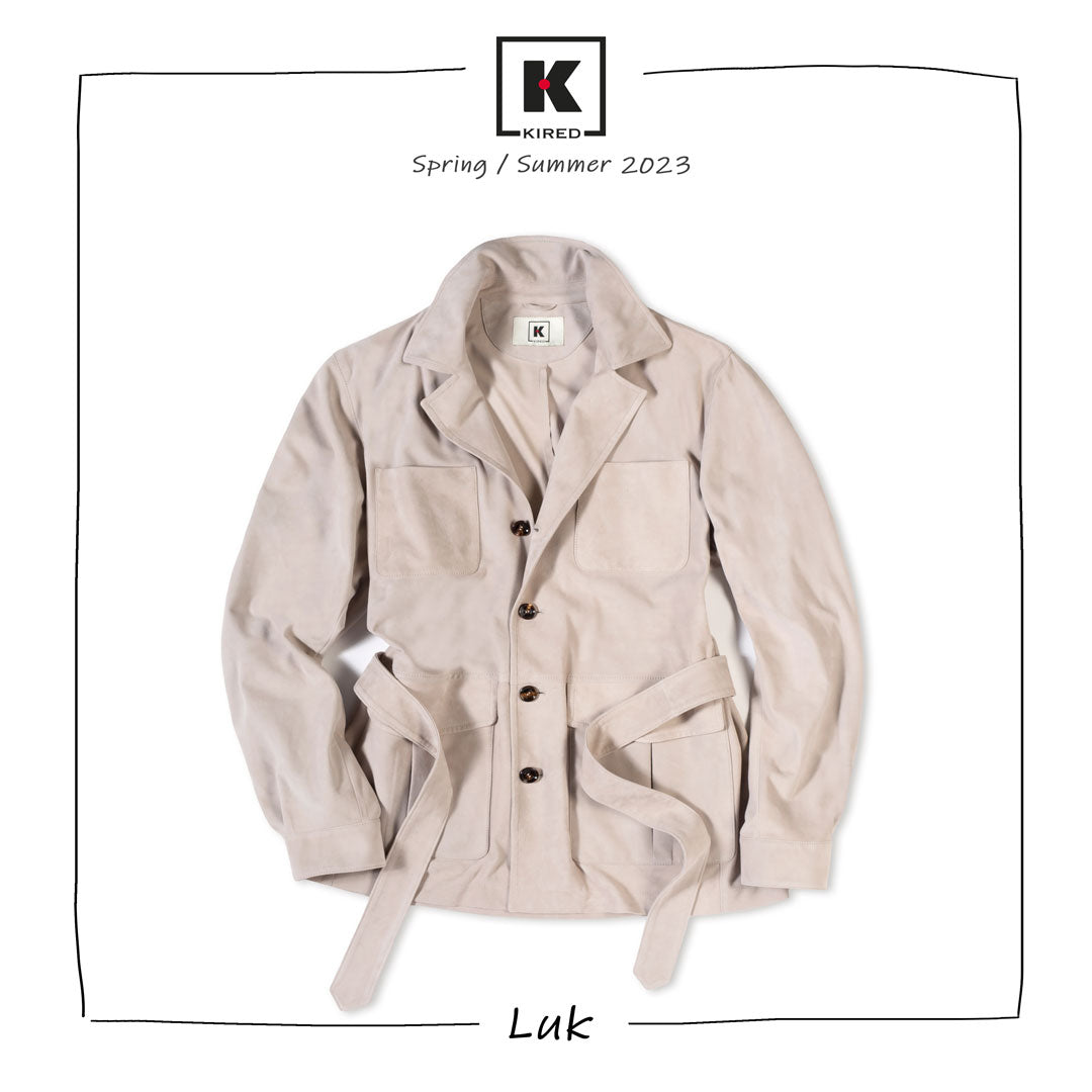 KITON KIRED Tailored Sportswear "Luk" Beige Lambskin Leather Safari Jacket M NEW