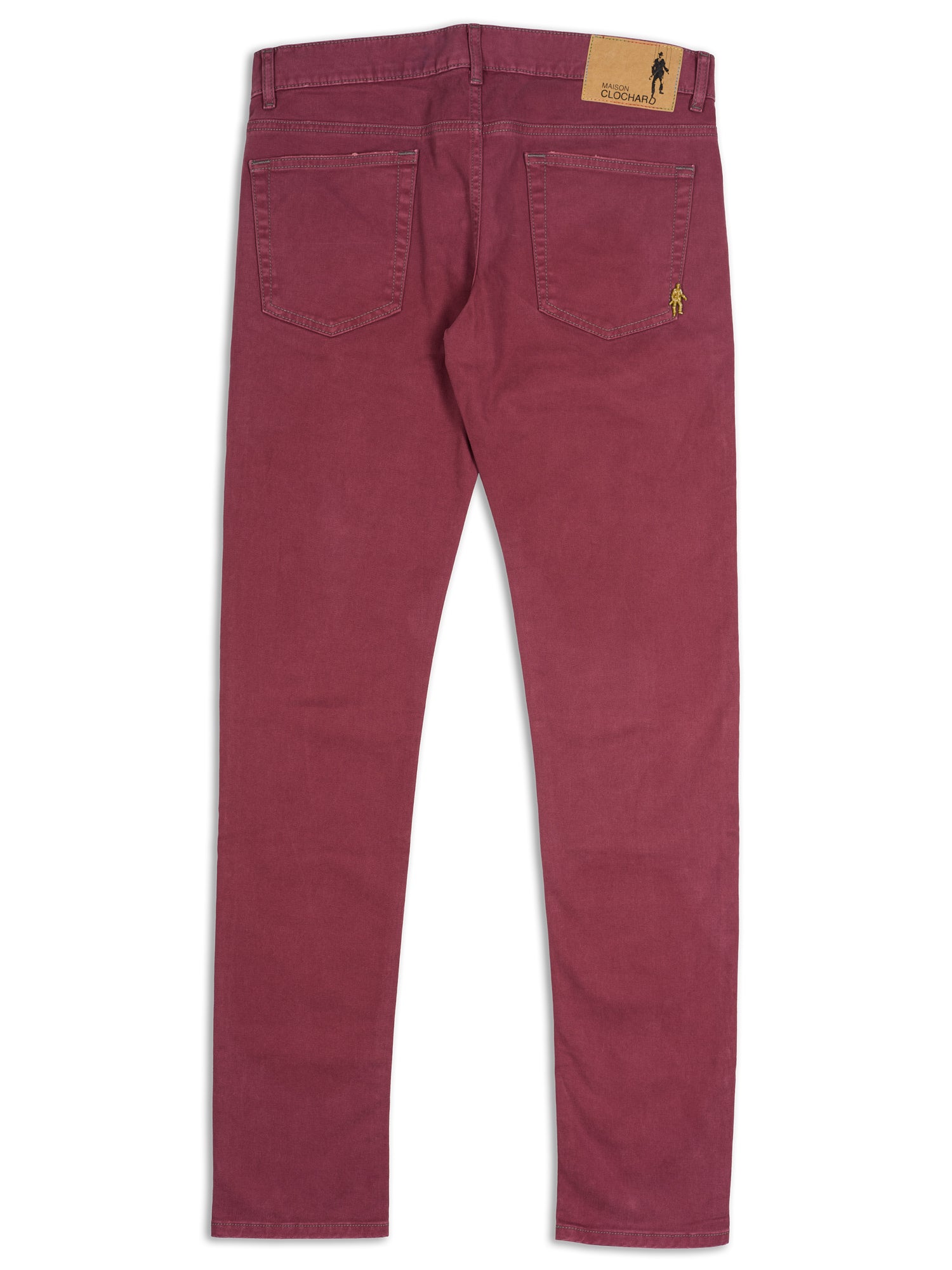 MAISON CLOCHARD Bordeaux "Egret" Cotton-Spandex Skinny Jeans EU 50 NEW US 34