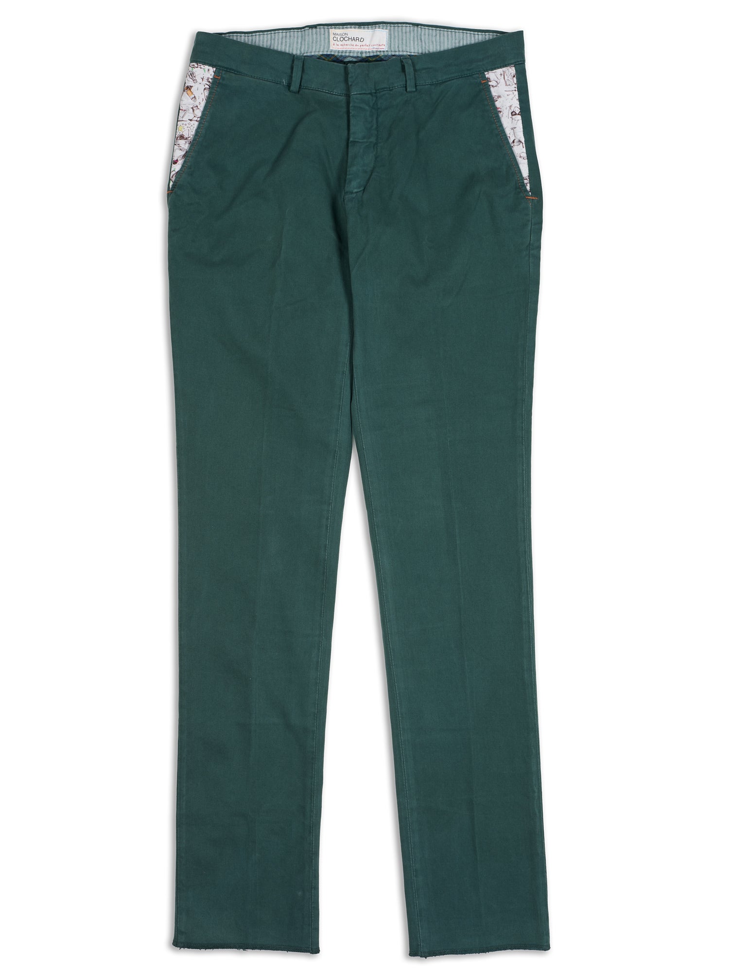 MAISON CLOCHARD "Mallard" Green Cotton-Spandex Pants NEW