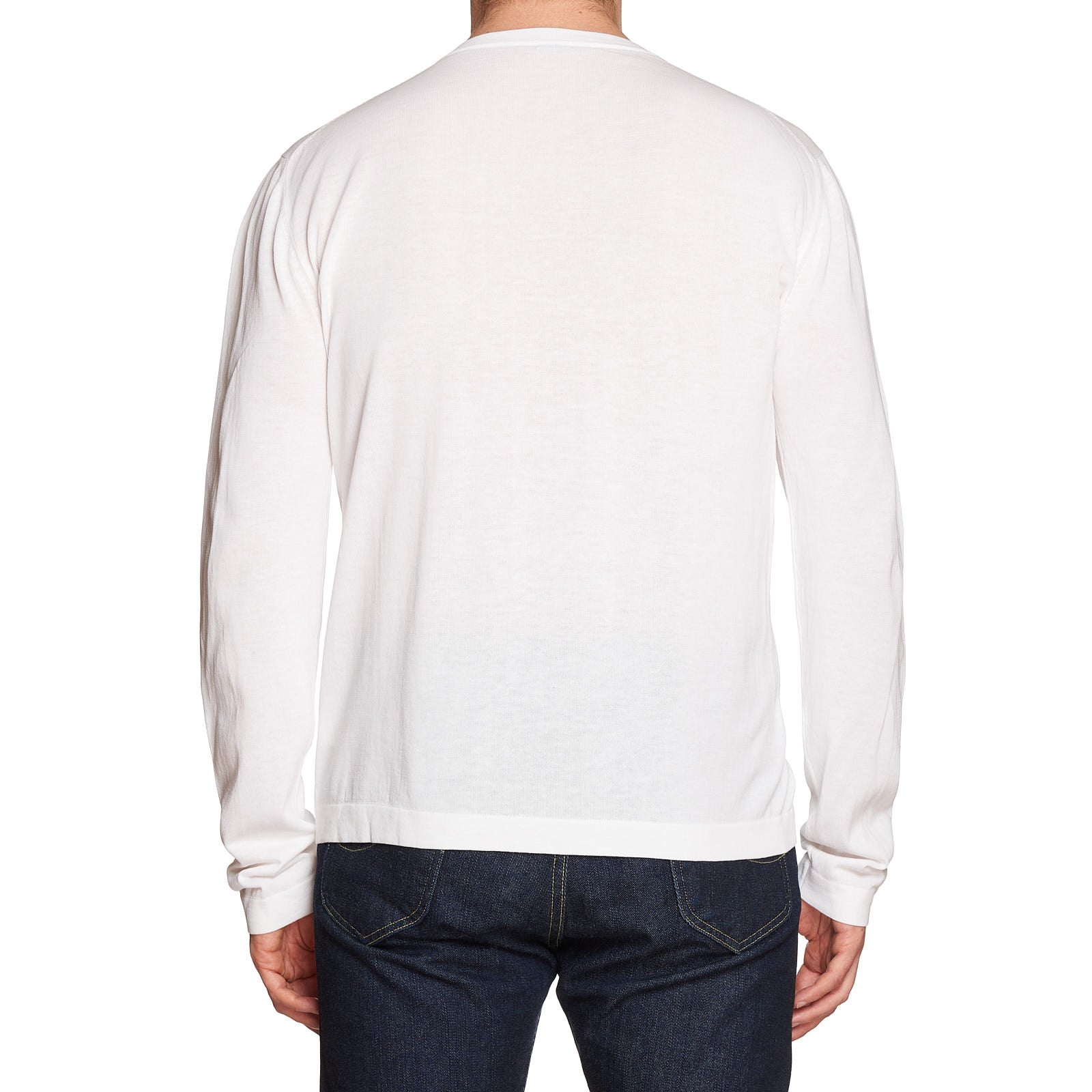 MALO White Cotton Knit Long Sleeve Crewneck T-Shirt EU 54 NEW US L