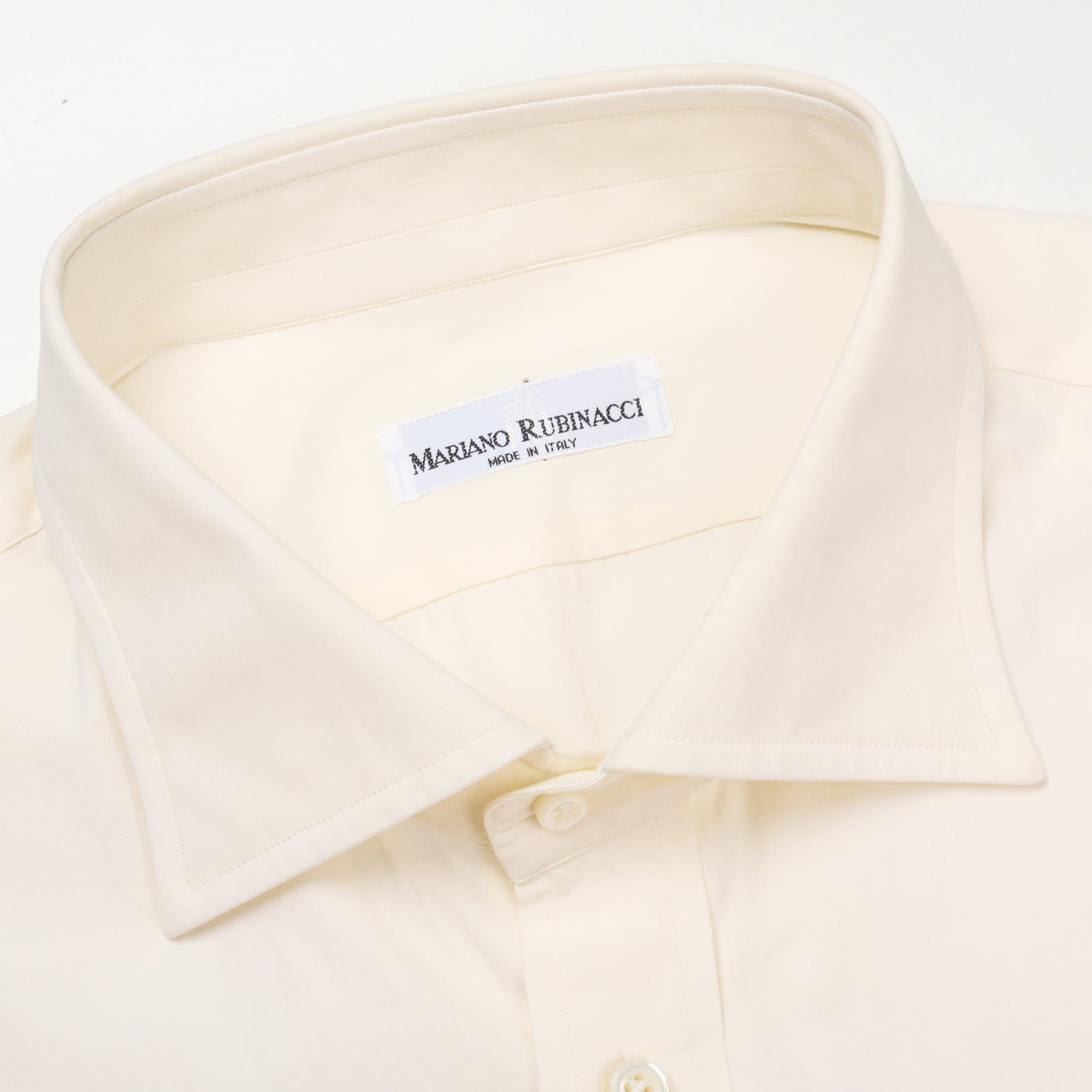 MARIANO RUBINACCI Handmade Cream Cotton Dress Shirt Custom Made EU 41 NEW US 16