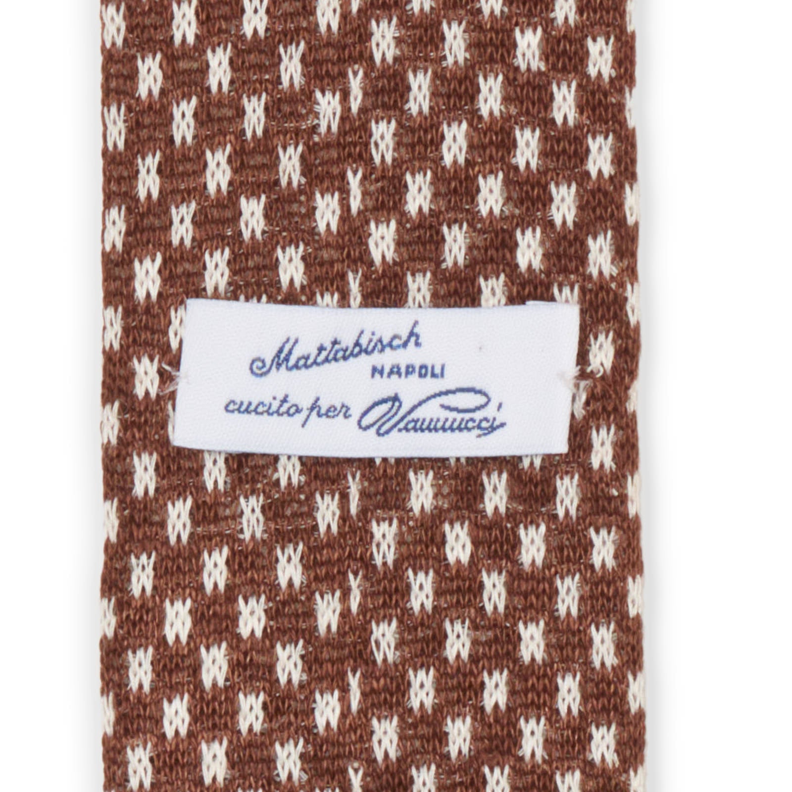 MATTABISCH FOR VANNUCCI Brown Dotted Linen Knit Tie NEW