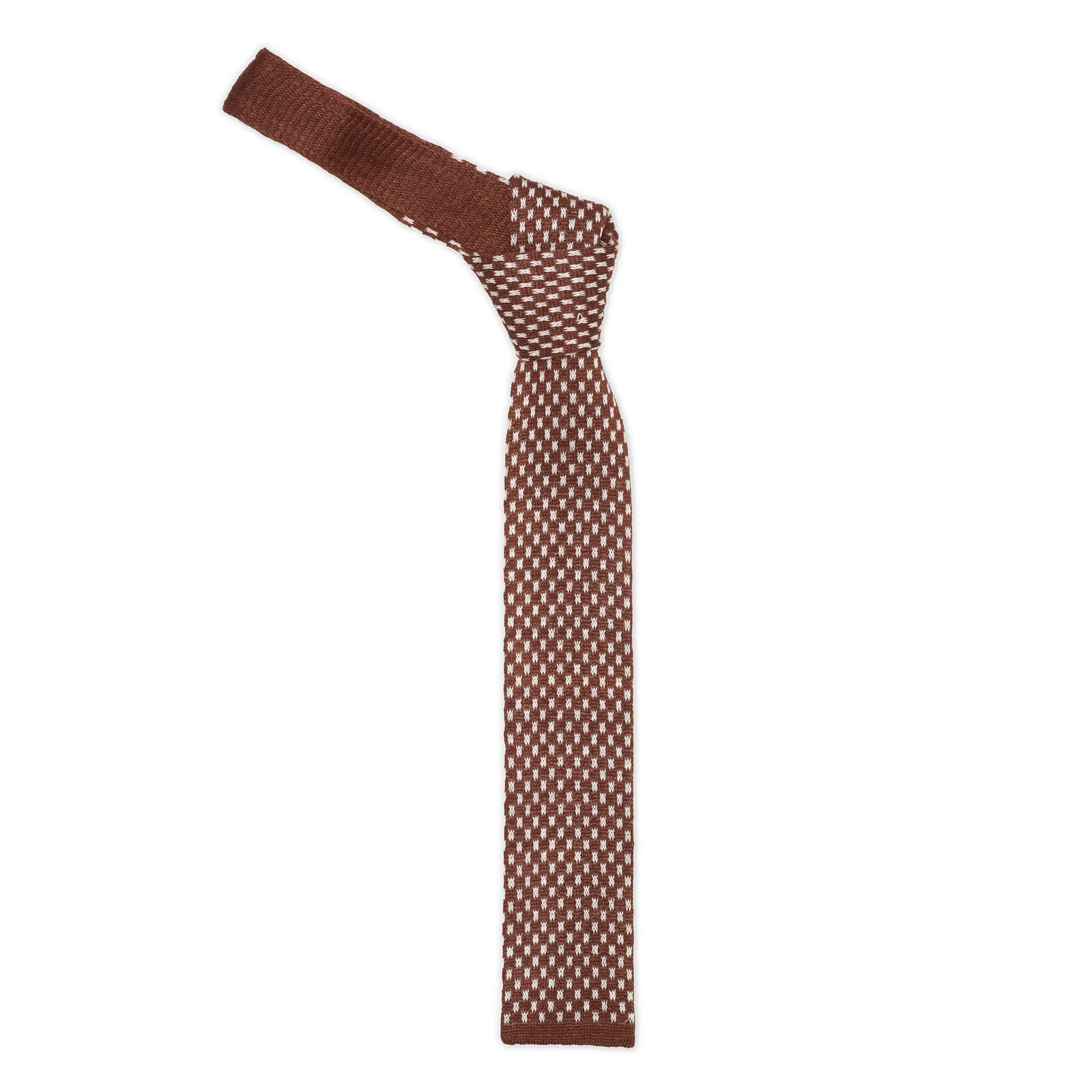 MATTABISCH FOR VANNUCCI Brown Dotted Linen Knit Tie NEW