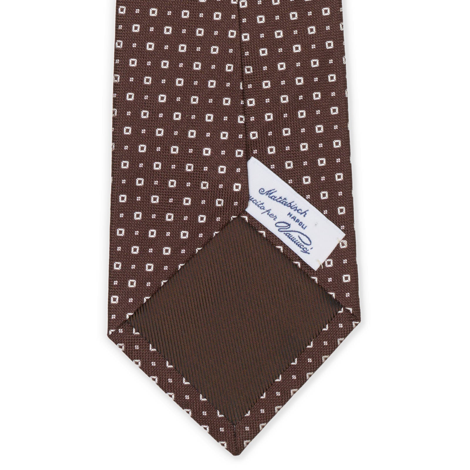 MATTABISCH FOR VANNUCCI Brown Medallion Seven Fold Silk Tie NEW