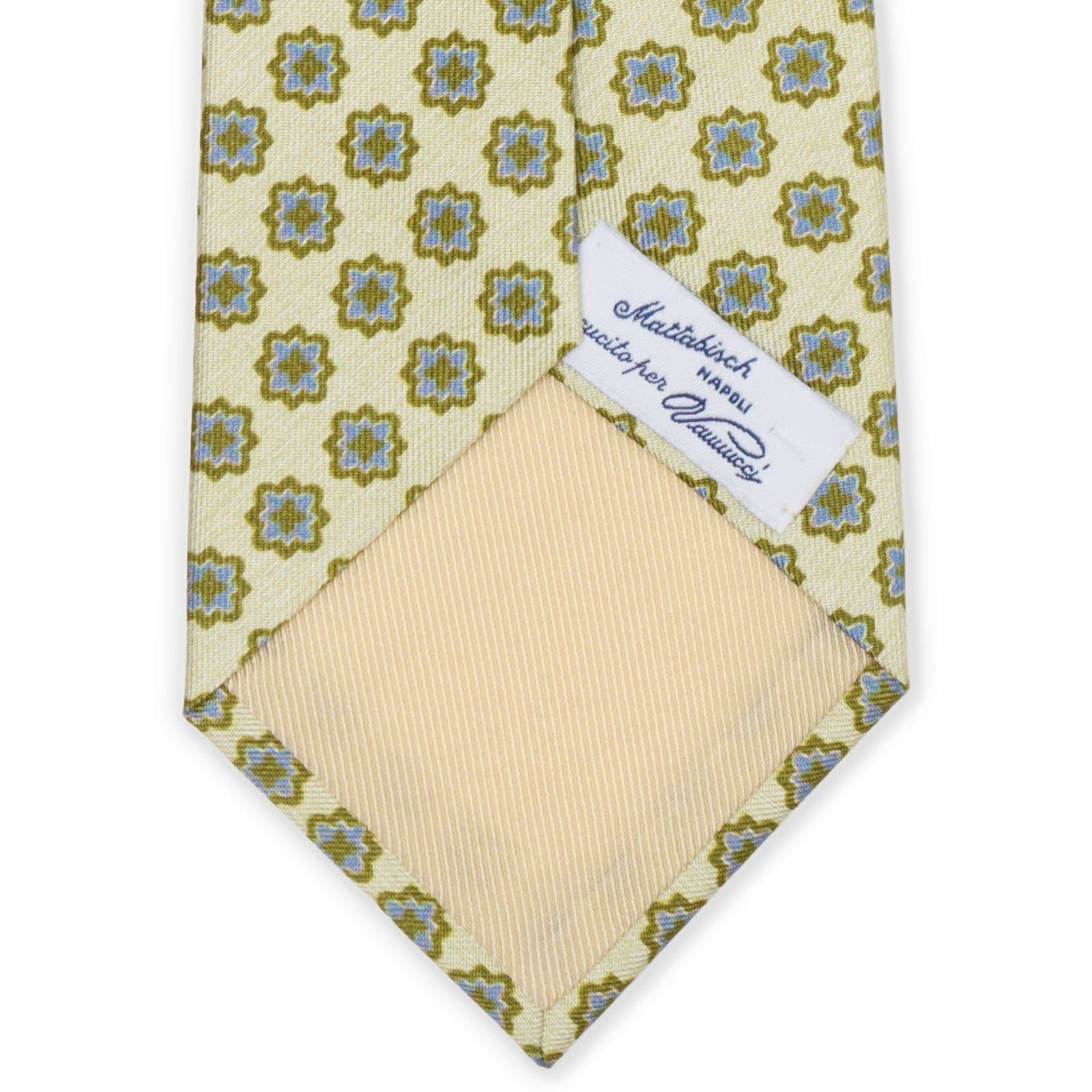 MATTABISCH FOR VANNUCCI Light Green Medallion Seven Fold Silk Tie NEW