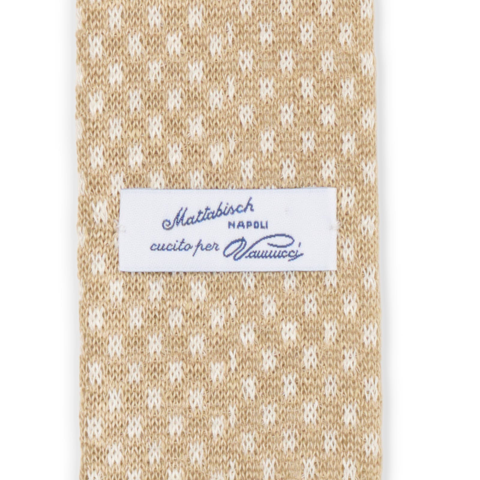 MATTABISCH FOR VANNUCCI Tan Dotted Linen Knit Tie NEW