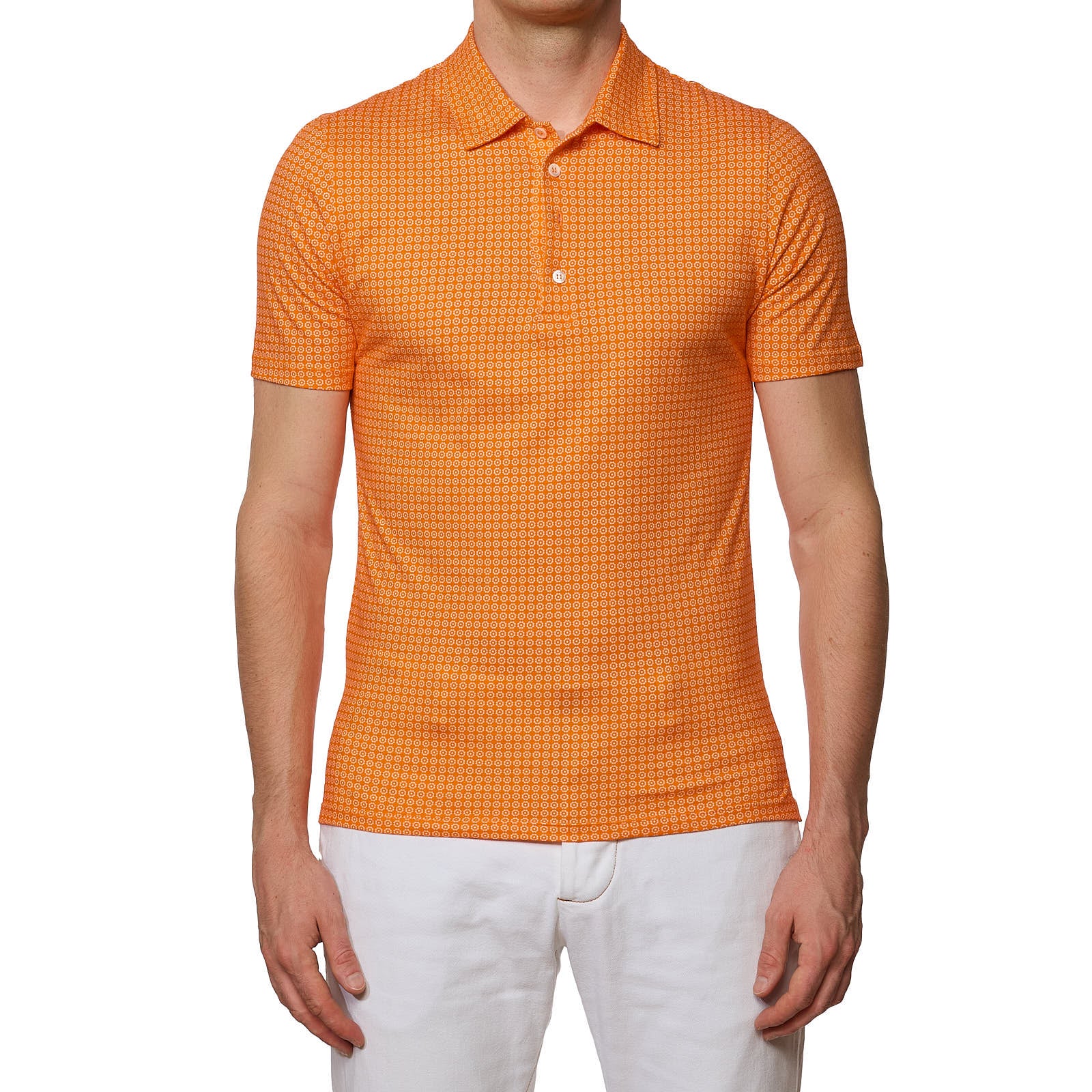 MATTABISCH Milano for VANNUCCI Orange Medallion Cotton Polo Shirt EU 46 NEW XS