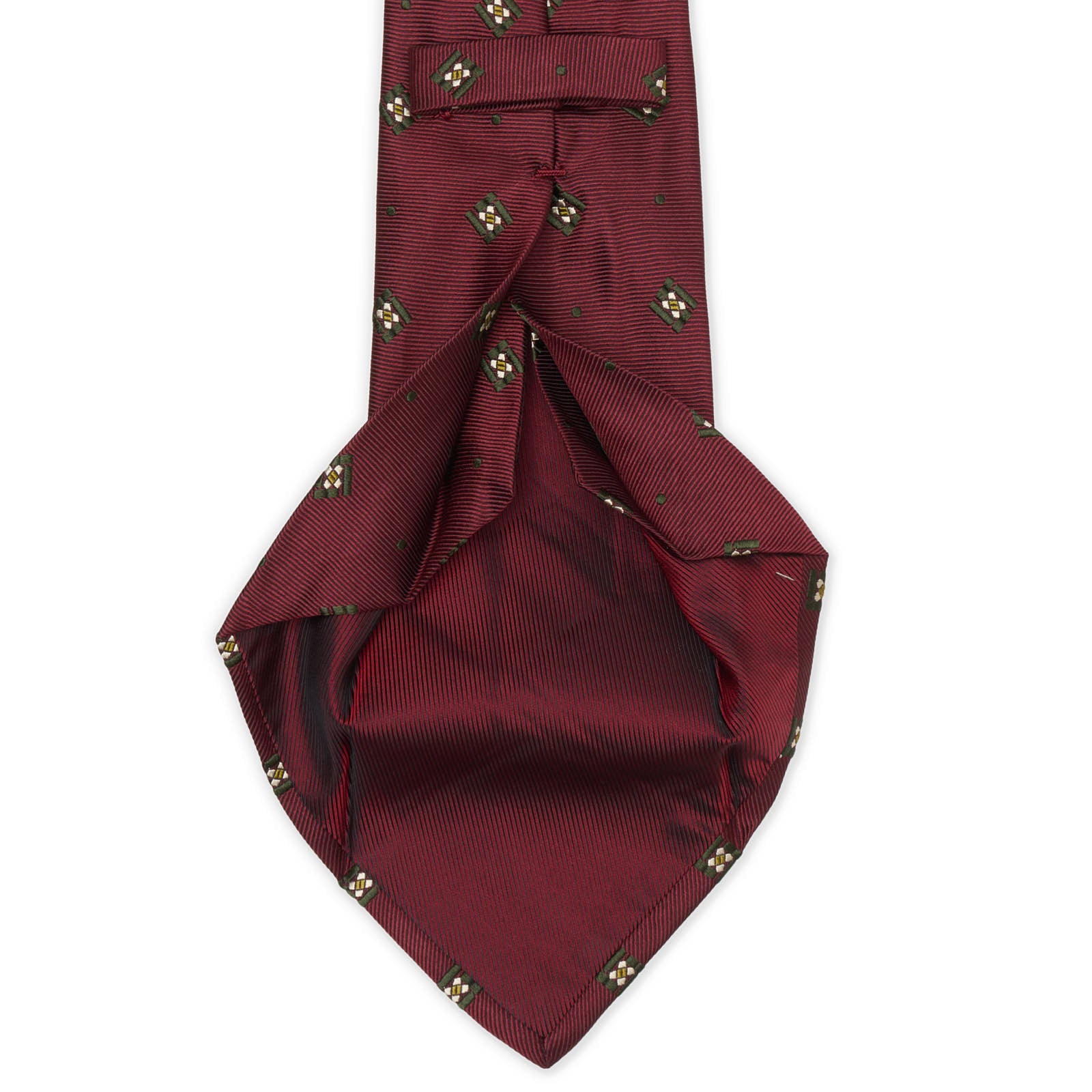 MATTABISCH for VANNUCCI Burgundy Medallion Seven Fold Silk Tie NEW