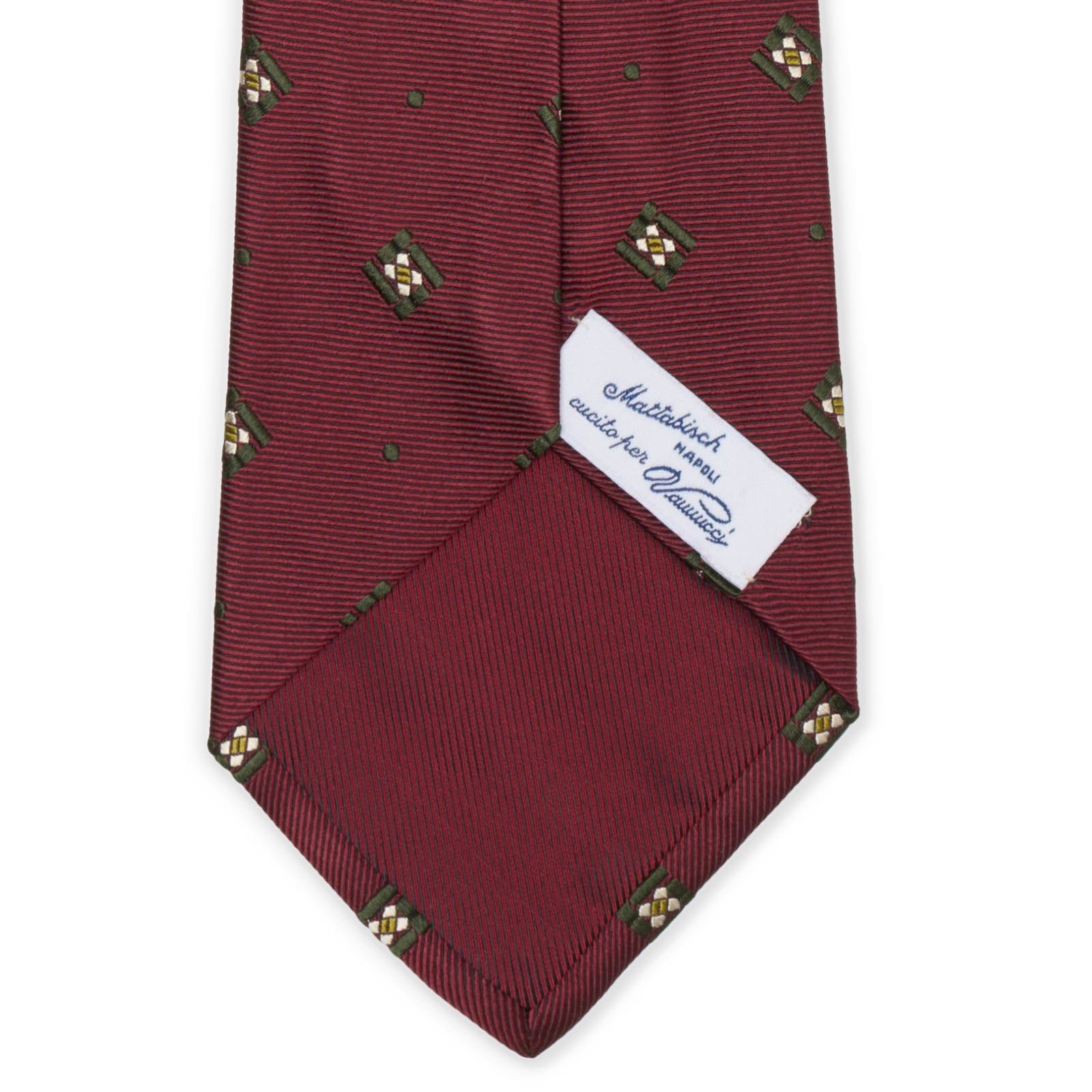 MATTABISCH for VANNUCCI Burgundy Medallion Seven Fold Silk Tie NEW