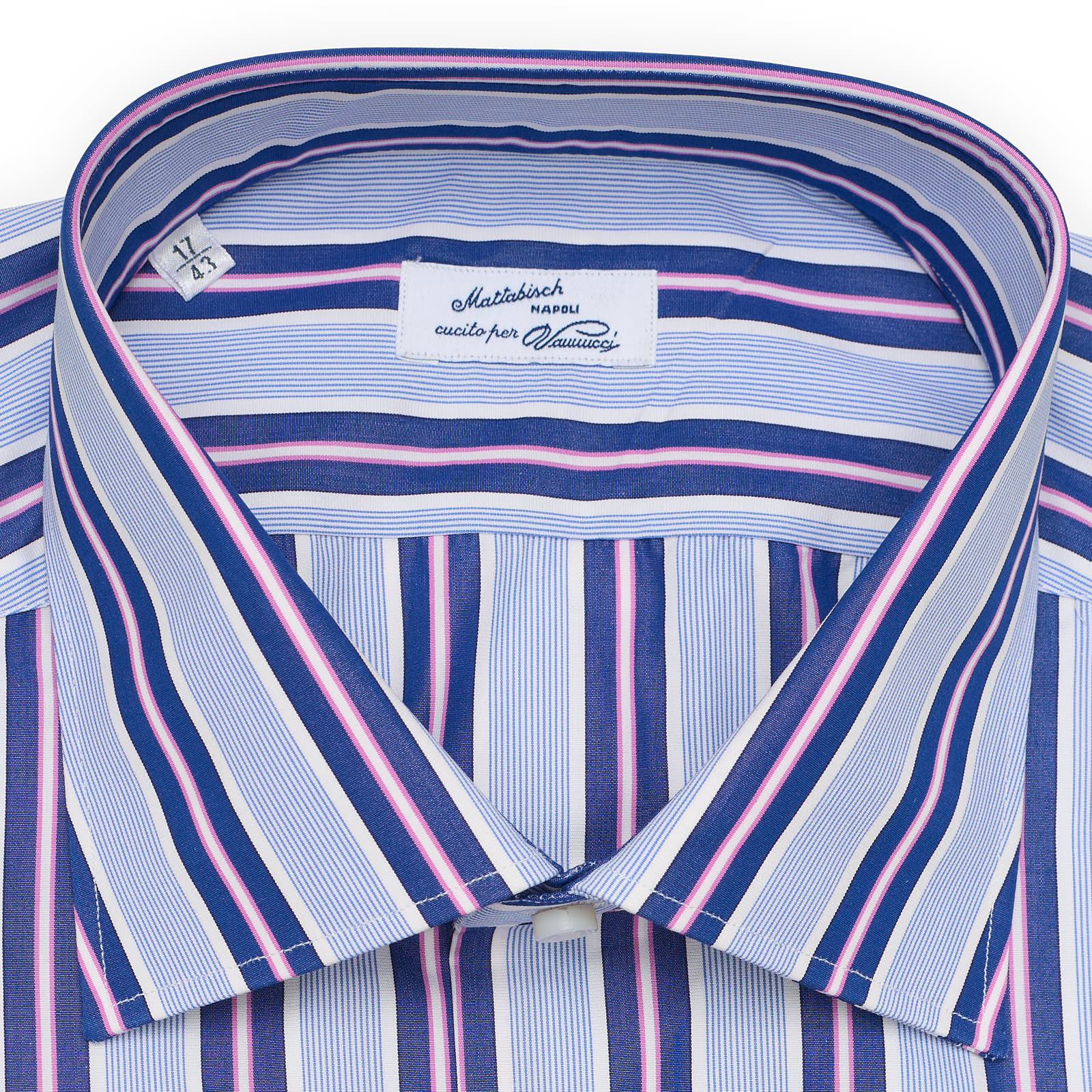 MATTABISCH for VANNUCCI Blue Striped Cotton Dress Shirt