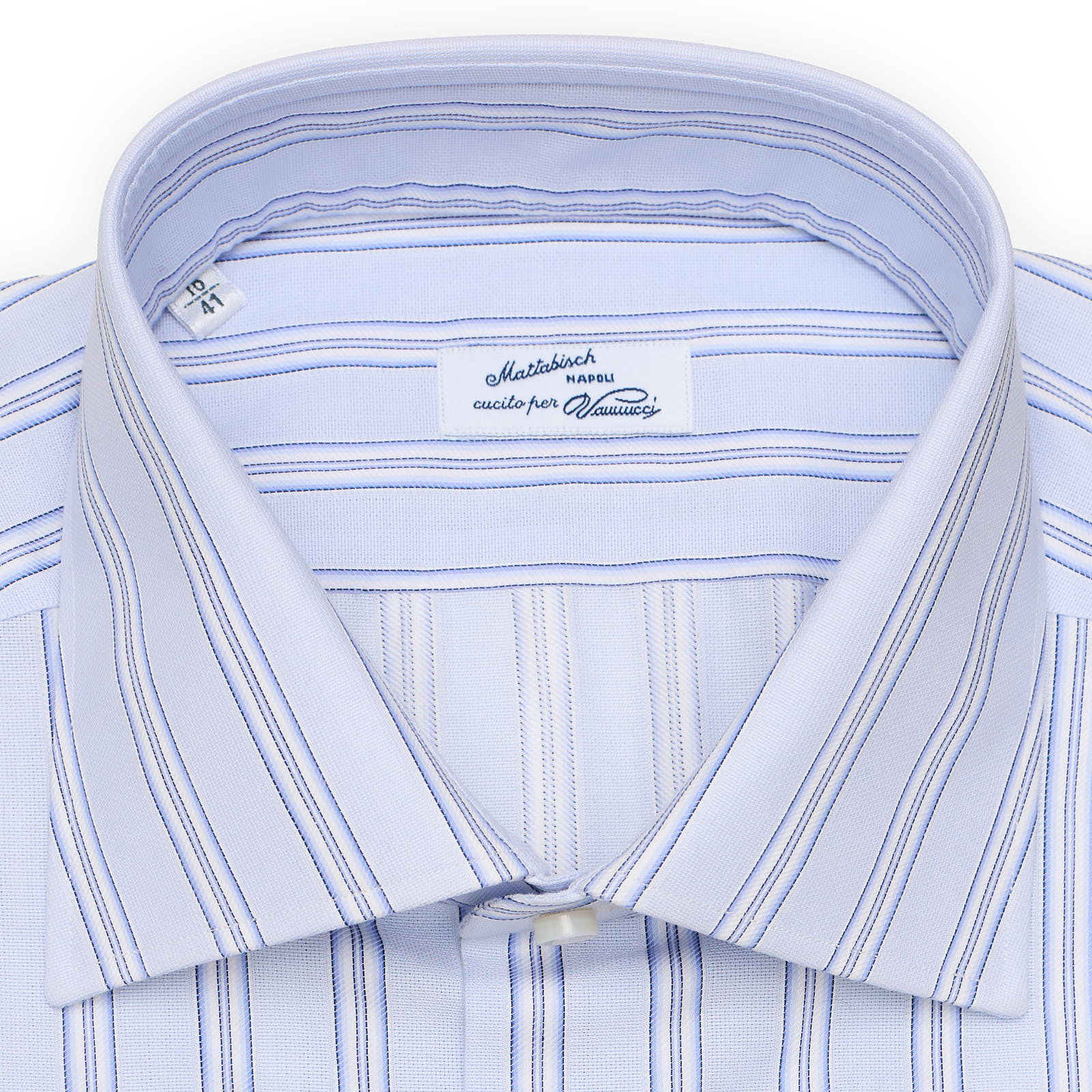 MATTABISCH for VANNUCCI Light Blue Striped Cotton Dress Shirt EU 41 US 16
