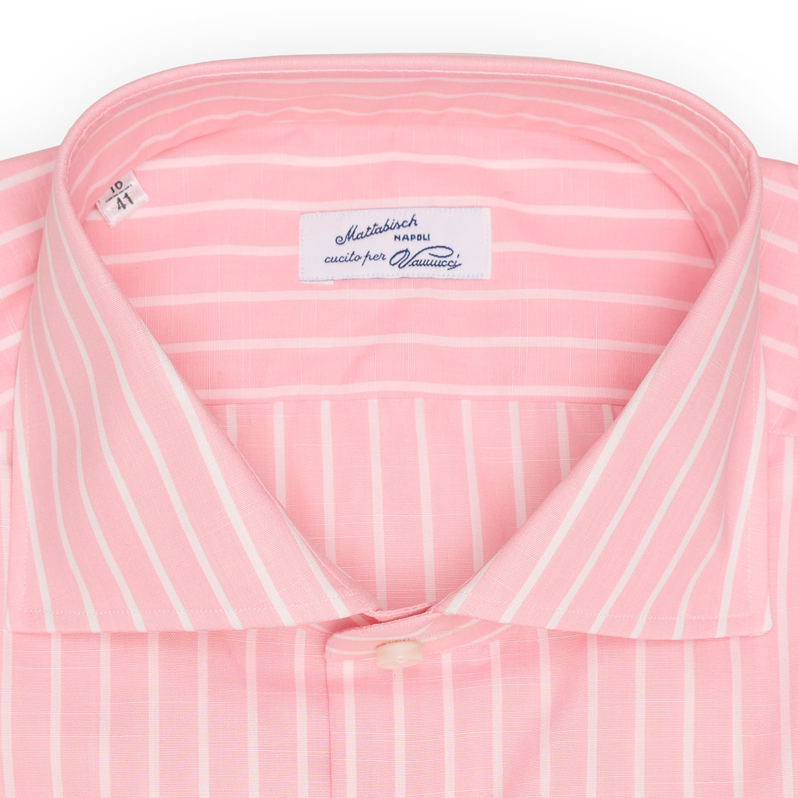 MATTABISCH for VANNUCCI Pink Striped Cotton Dress Shirt EU 41 NEW US 16