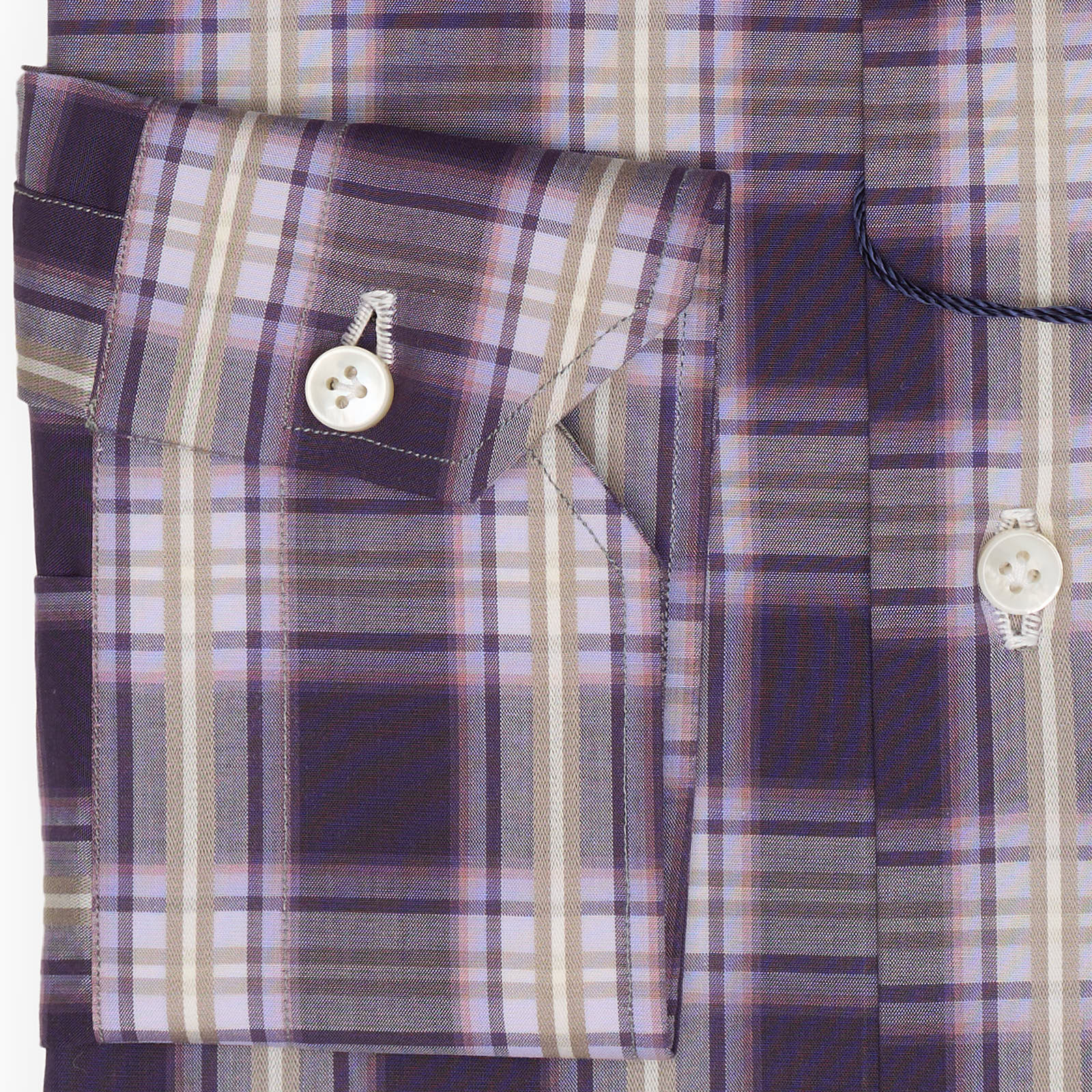 MATTABISCH for VANNUCCI Purple Plaid Cotton Dress Shirt