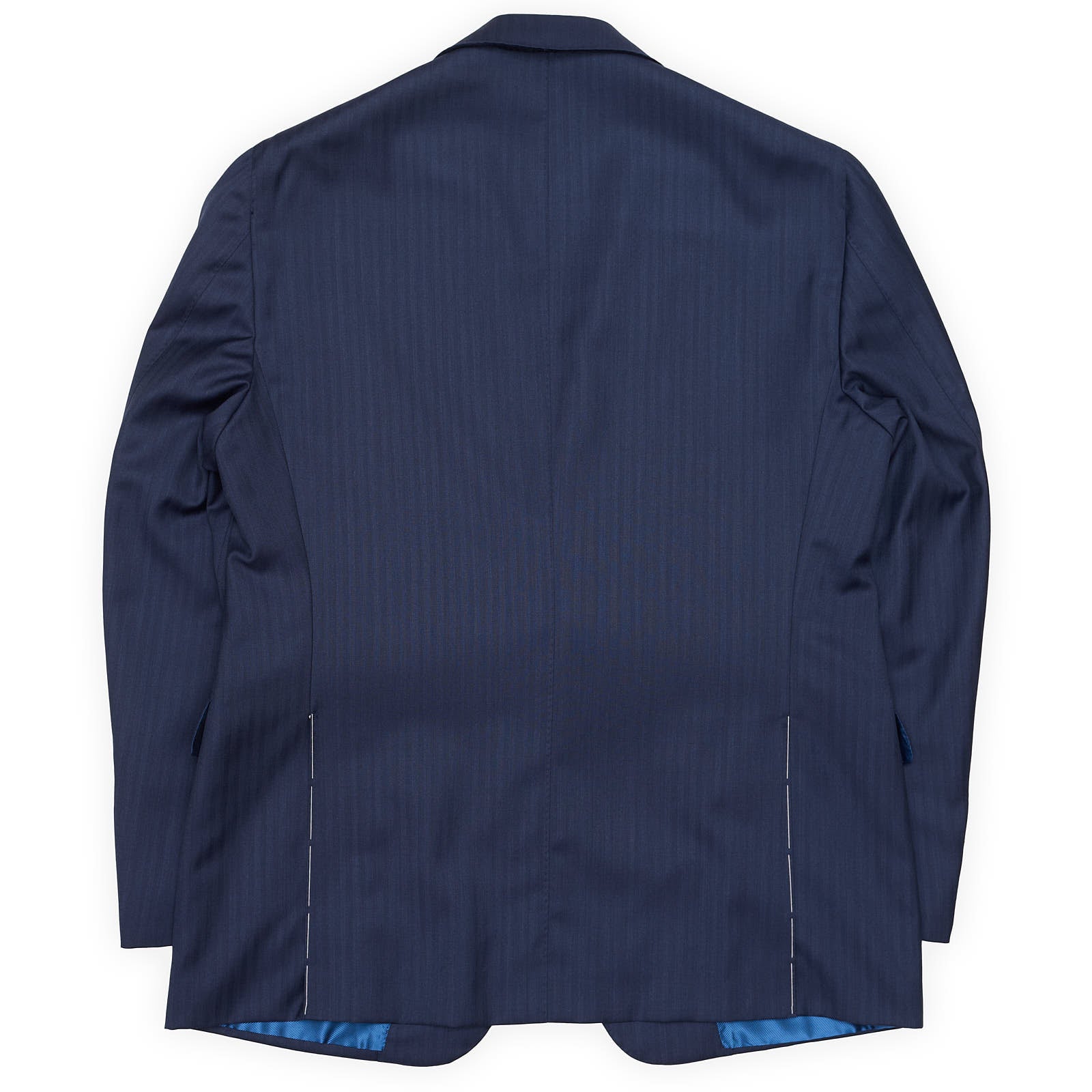 MAURO BLASI Napoli Blue Herringbone Wool Suit EU 56 NEW US 44