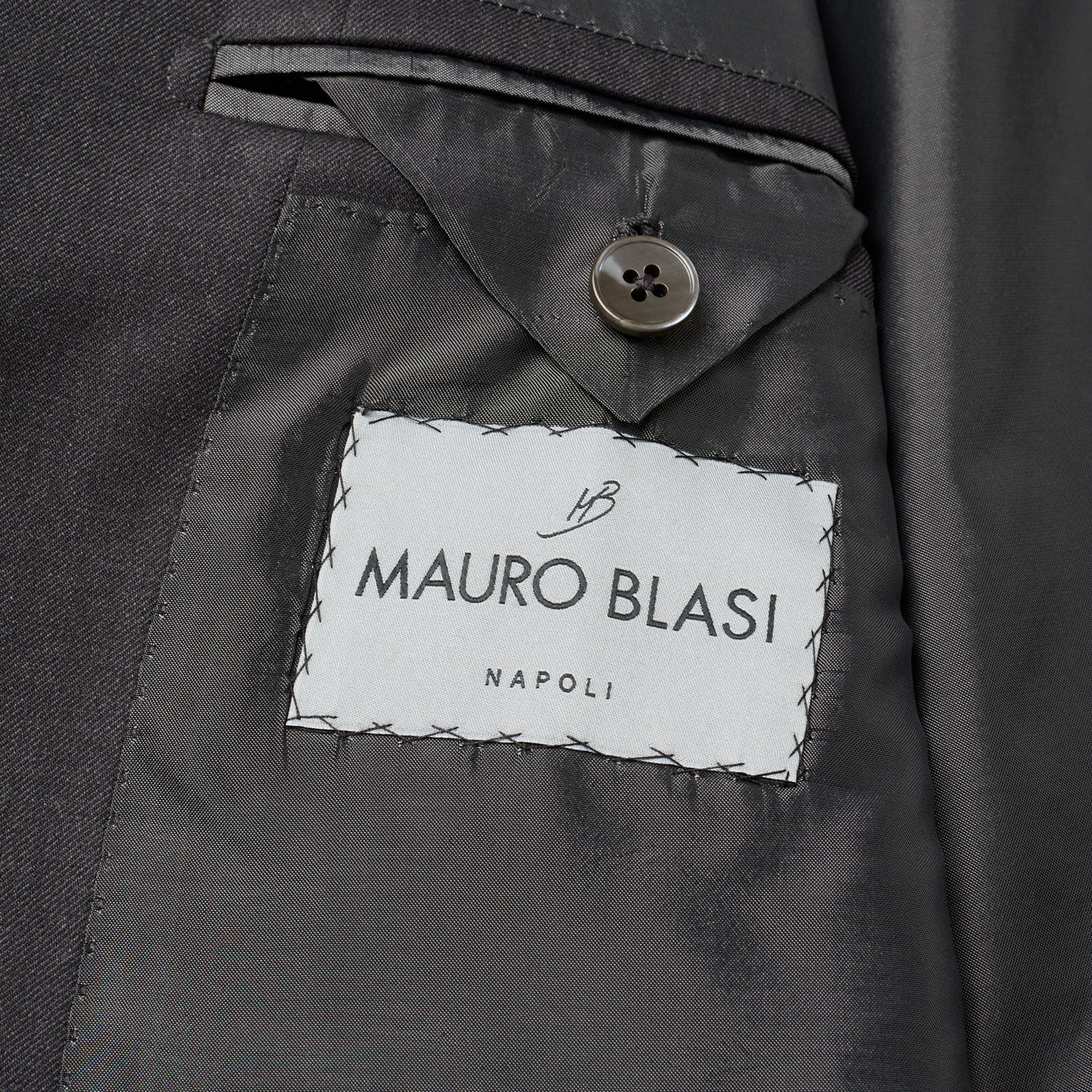 MAURO BLASI Napoli Handmade Charcoal Gray Wool Suit EU 54 NEW US 42
