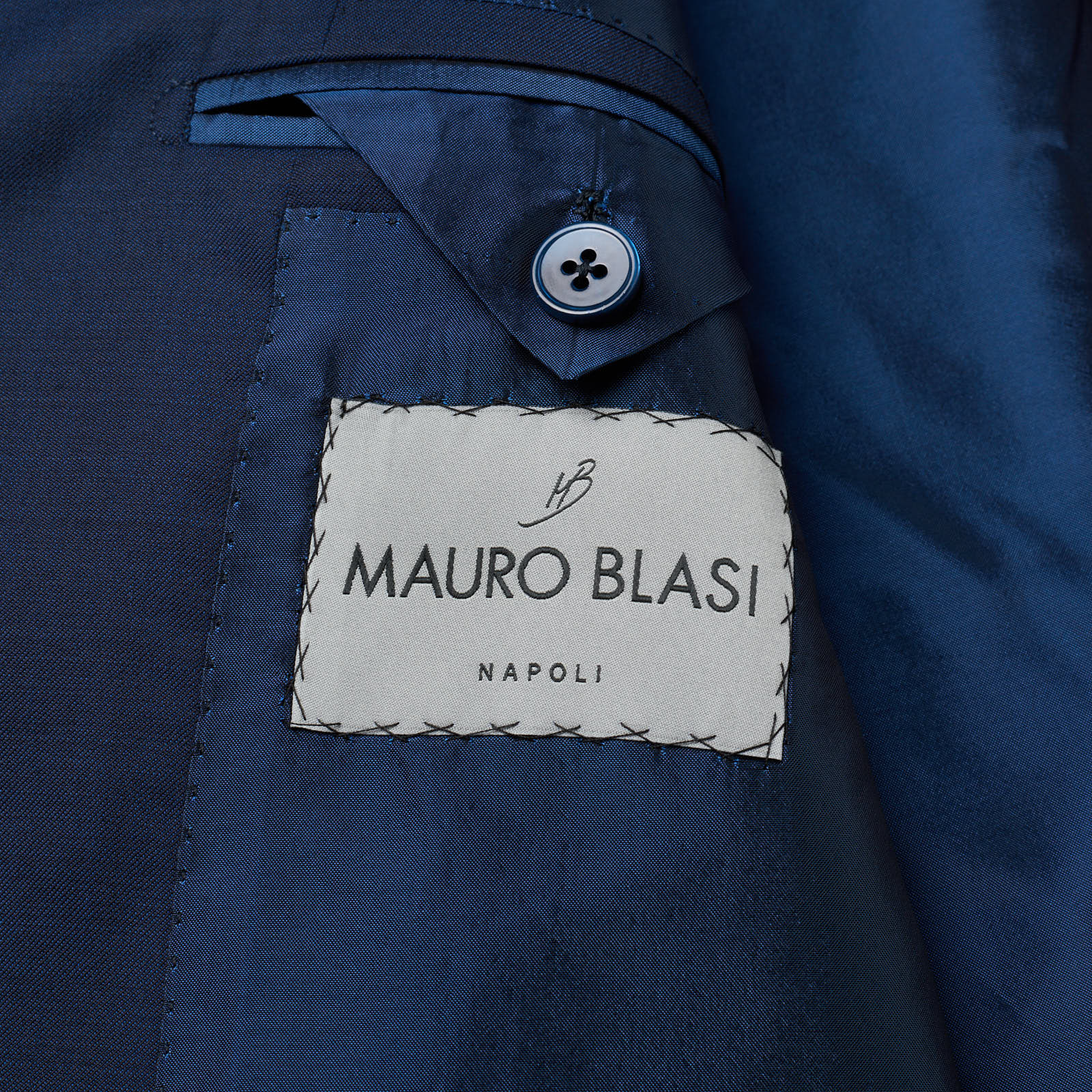 MAURO BLASI Napoli Navy Blue Wool 3 Piece Handmade Suit NEW US 44-46 Short