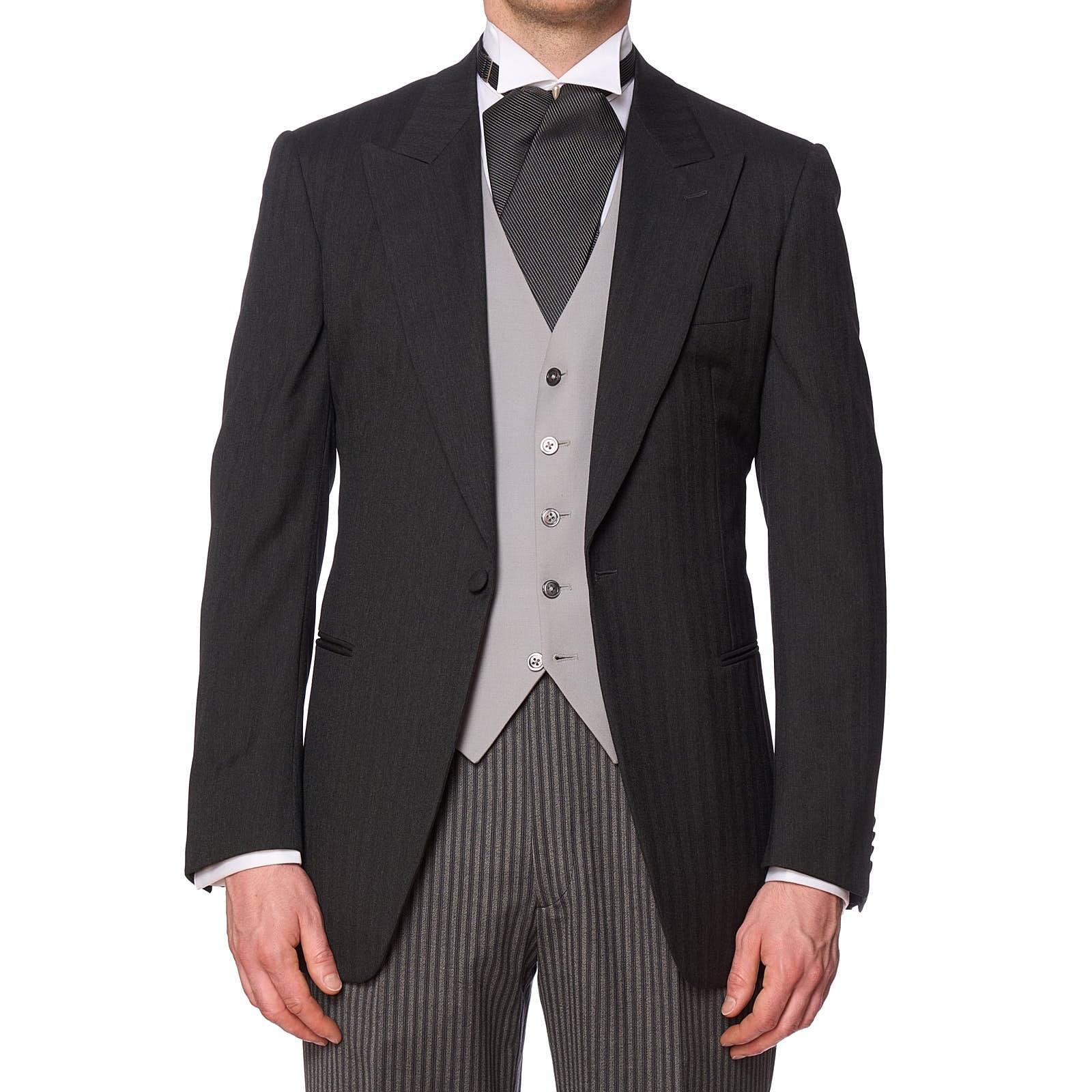 Vannucci Dark Gray Wool Super 100's Morning Suit Wedding EU 50 NEW US 40