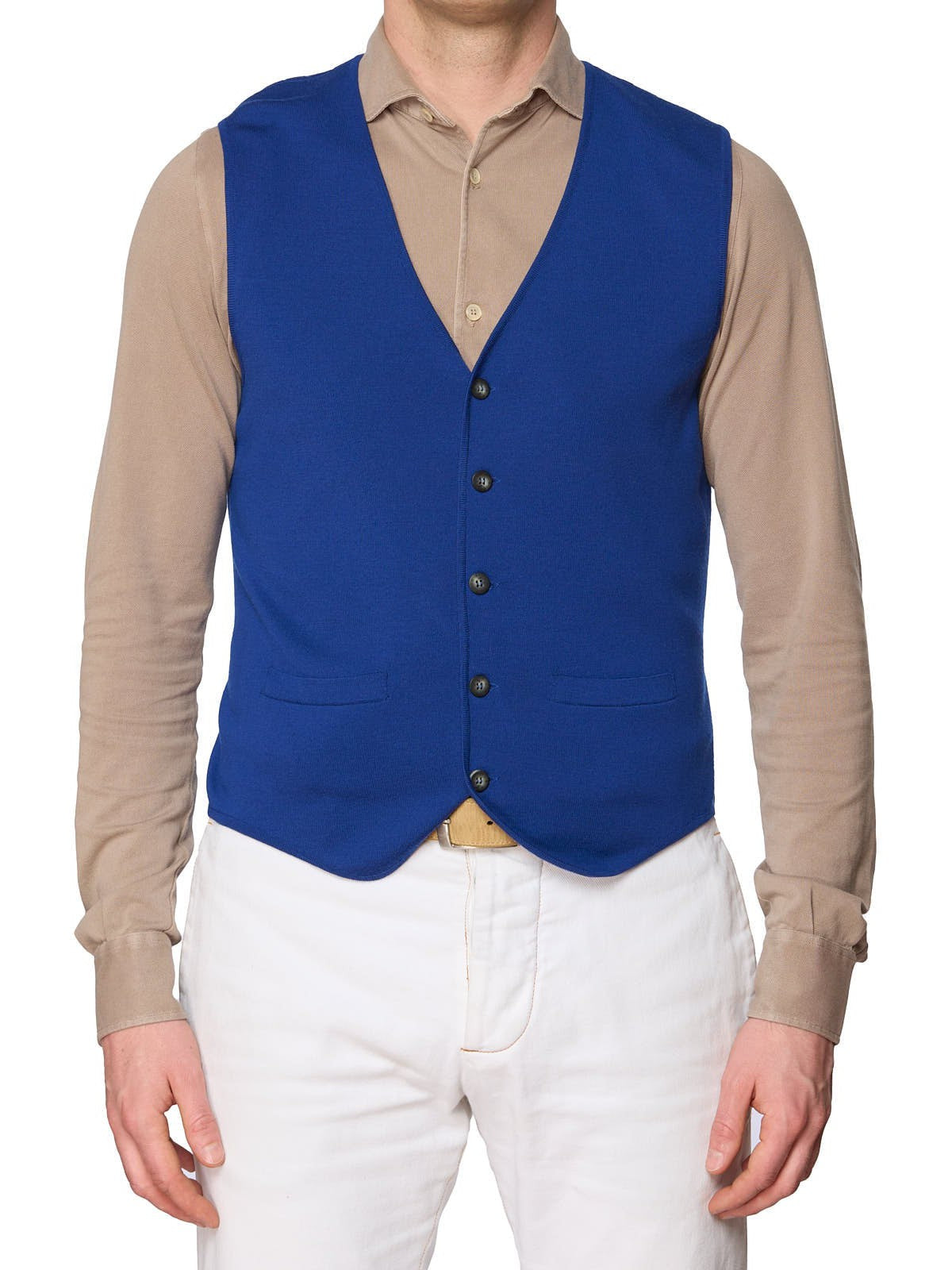 ONES Blue Loro Piana Wool Knit 5 Button Vest Waistcoat EU 50 NEW US M