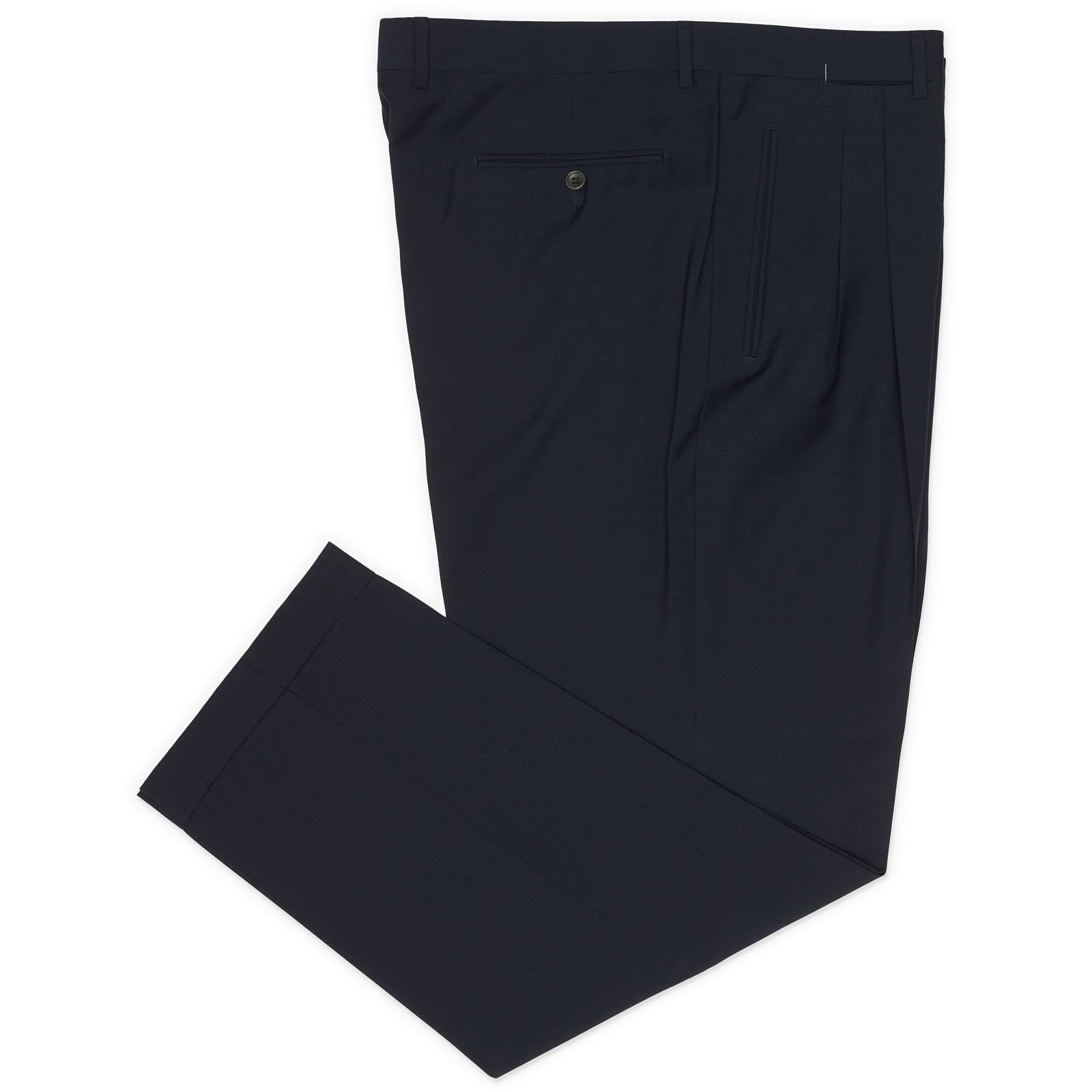 VANNUCCI MILANO Handmade Dark Navy Blue Wool Dress Pants NEW