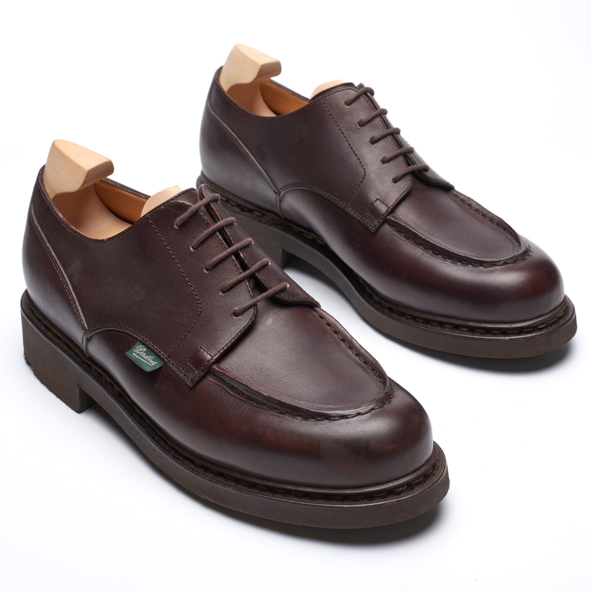 PARABOOT Chambord Brown Plained Leather Norwegian Derby Shoes UK