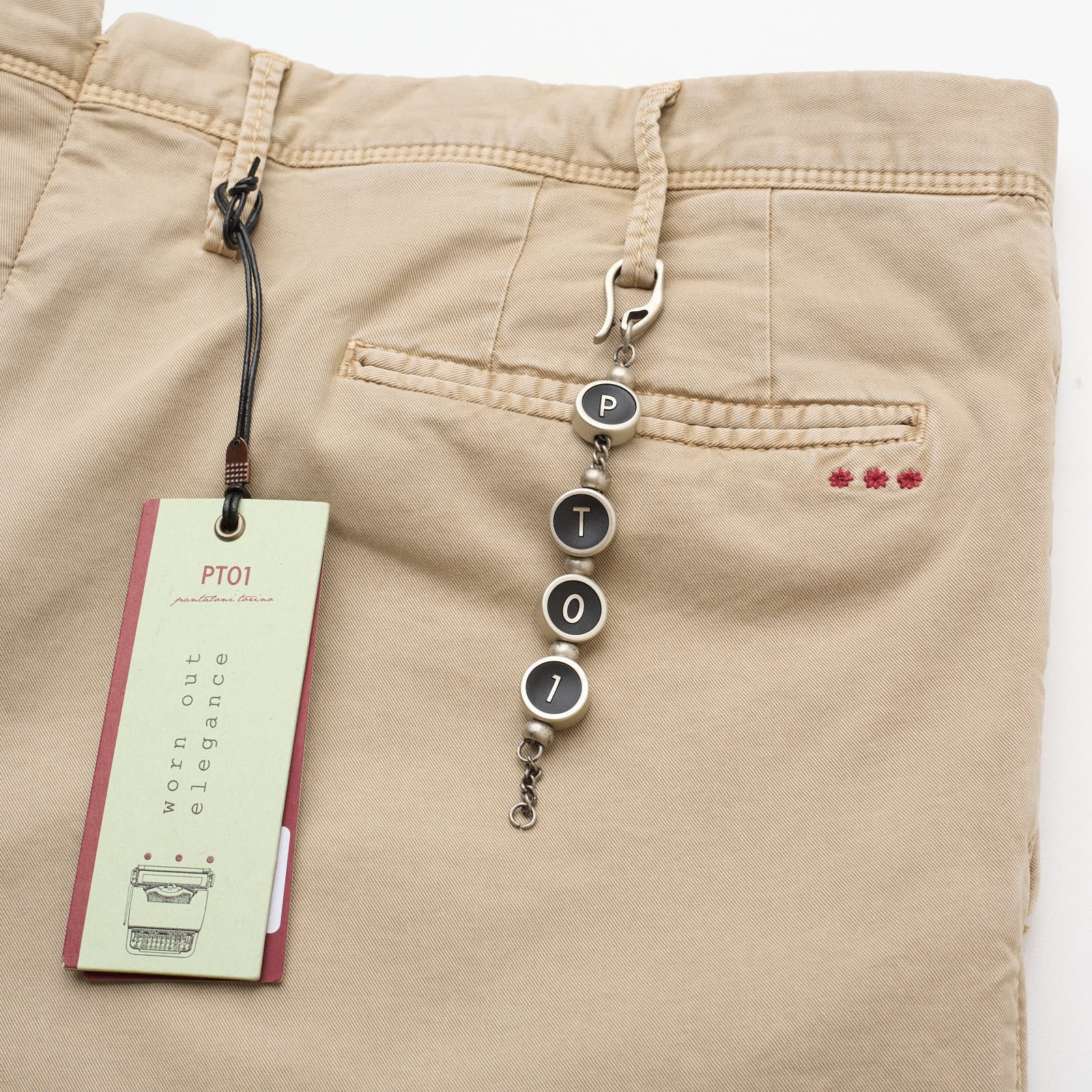 PT01 PANTALONI TORINO Beige Slim Fit "Worn Out" Chino Stretch Pants NEW US 38