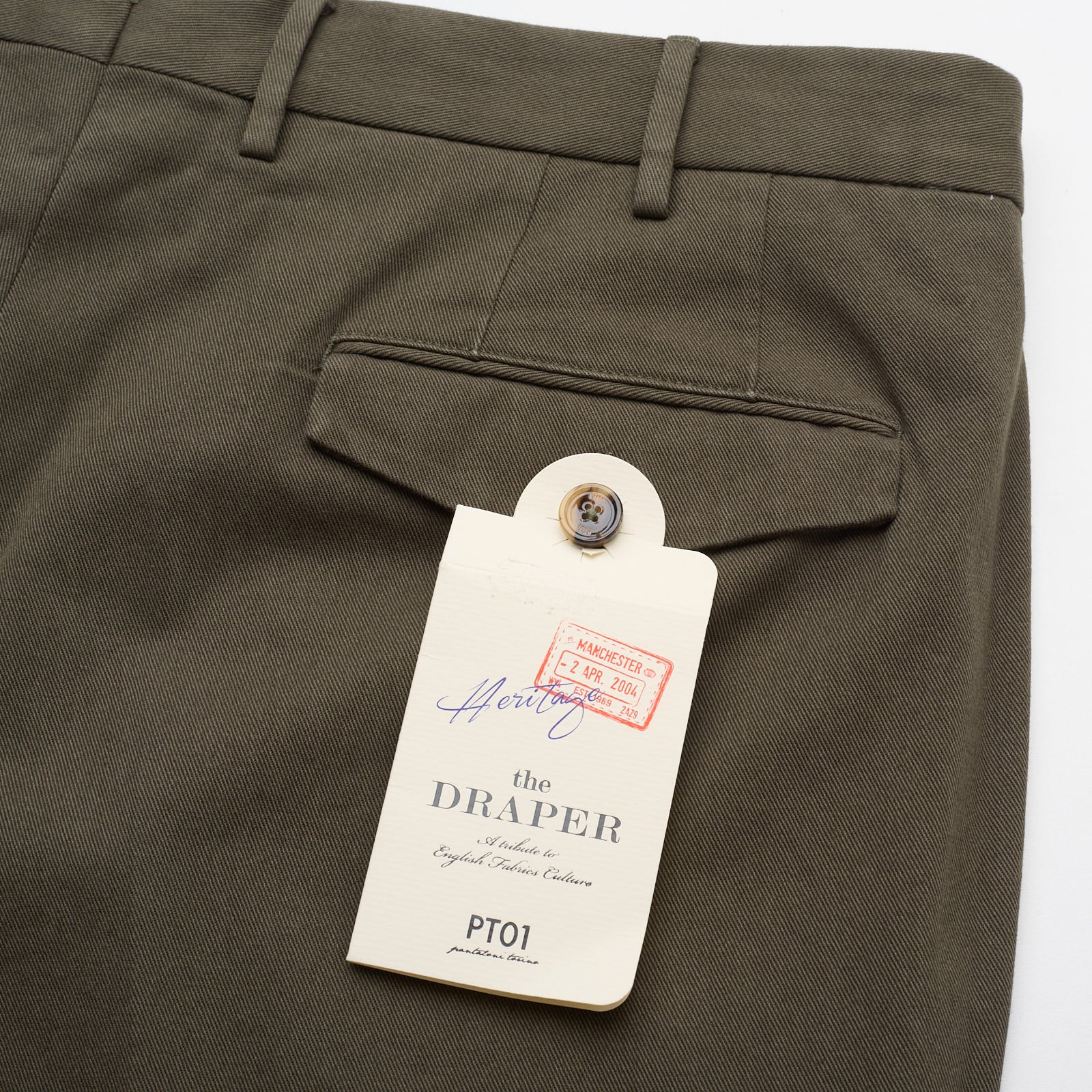 PT01 PANTALONI TORINO Olive Green Gentleman Fit Cotton Chino Pants NEW