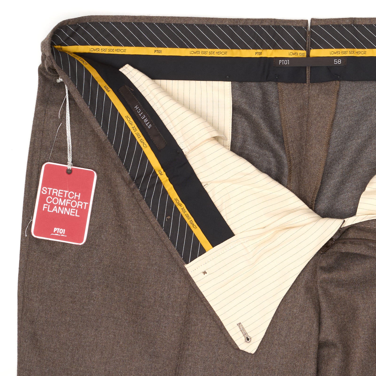 PT01 PANTALONI TORINO"HEPCAT" Light Brown Wool Dress Pants EU 58 NEW US 40