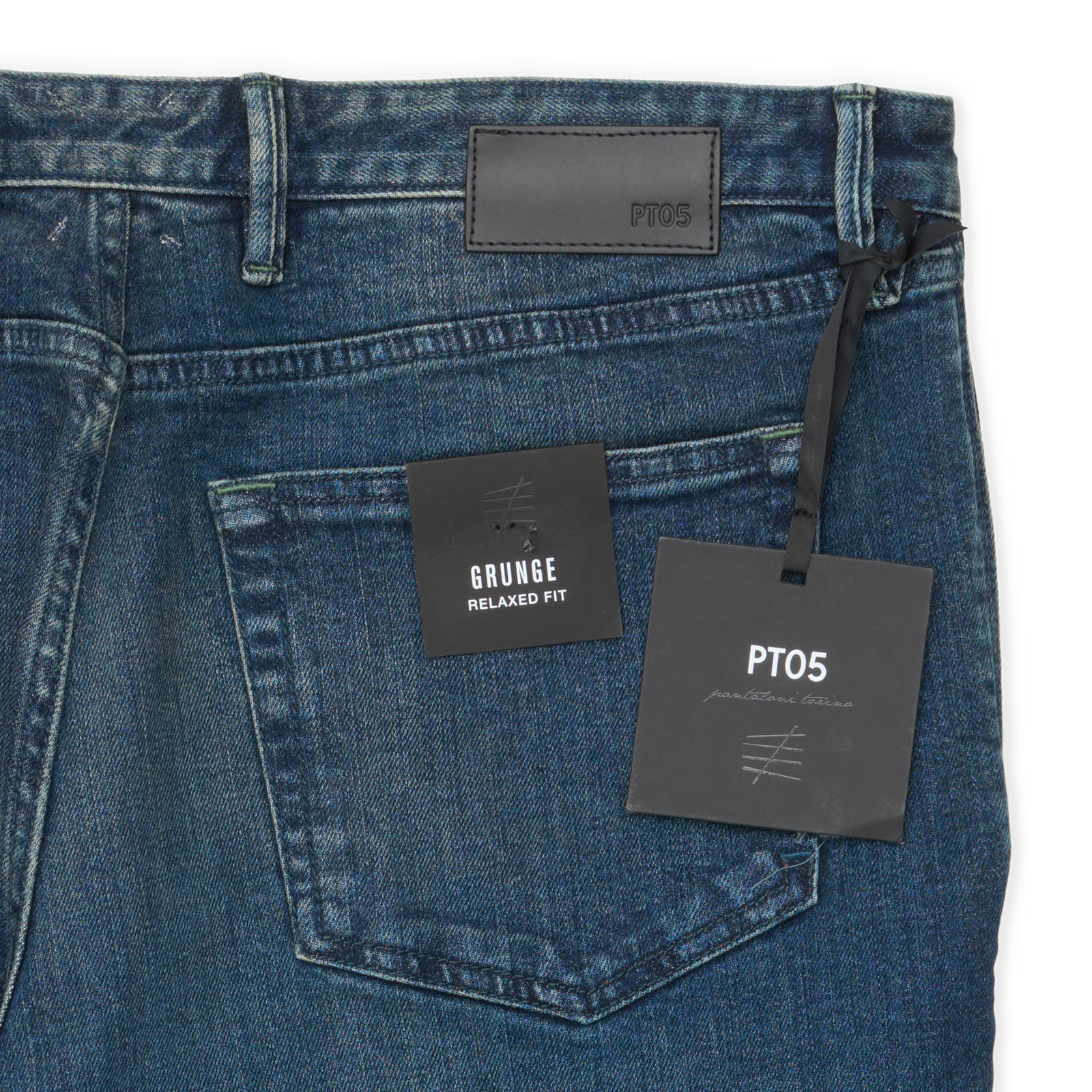 PT05 PANTALONI TORINO "Grunge" Blue Denim Relaxed Fit Jeans Pants NEW US 35