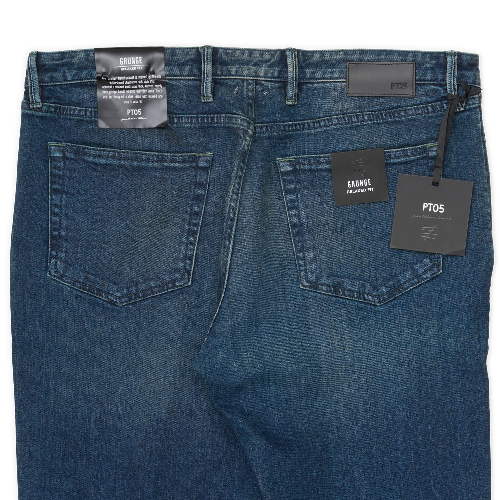 PT05 PANTALONI TORINO "Grunge" Blue Denim Relaxed Fit Jeans Pants NEW US 35