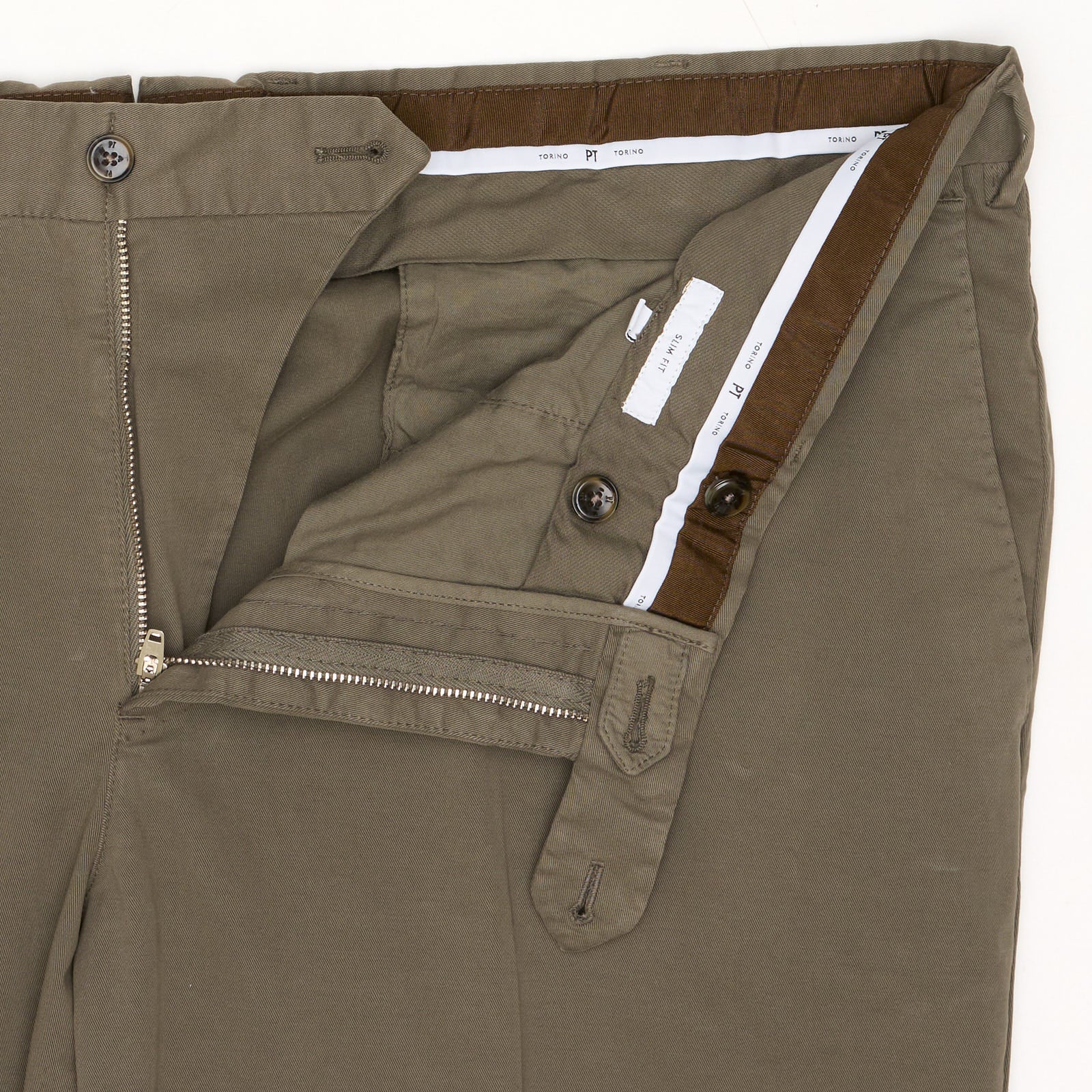 PT PANTALONI TORINO Army Green Cotton Slim Fit Stretch Chino Pants EU 58 NEW US 42