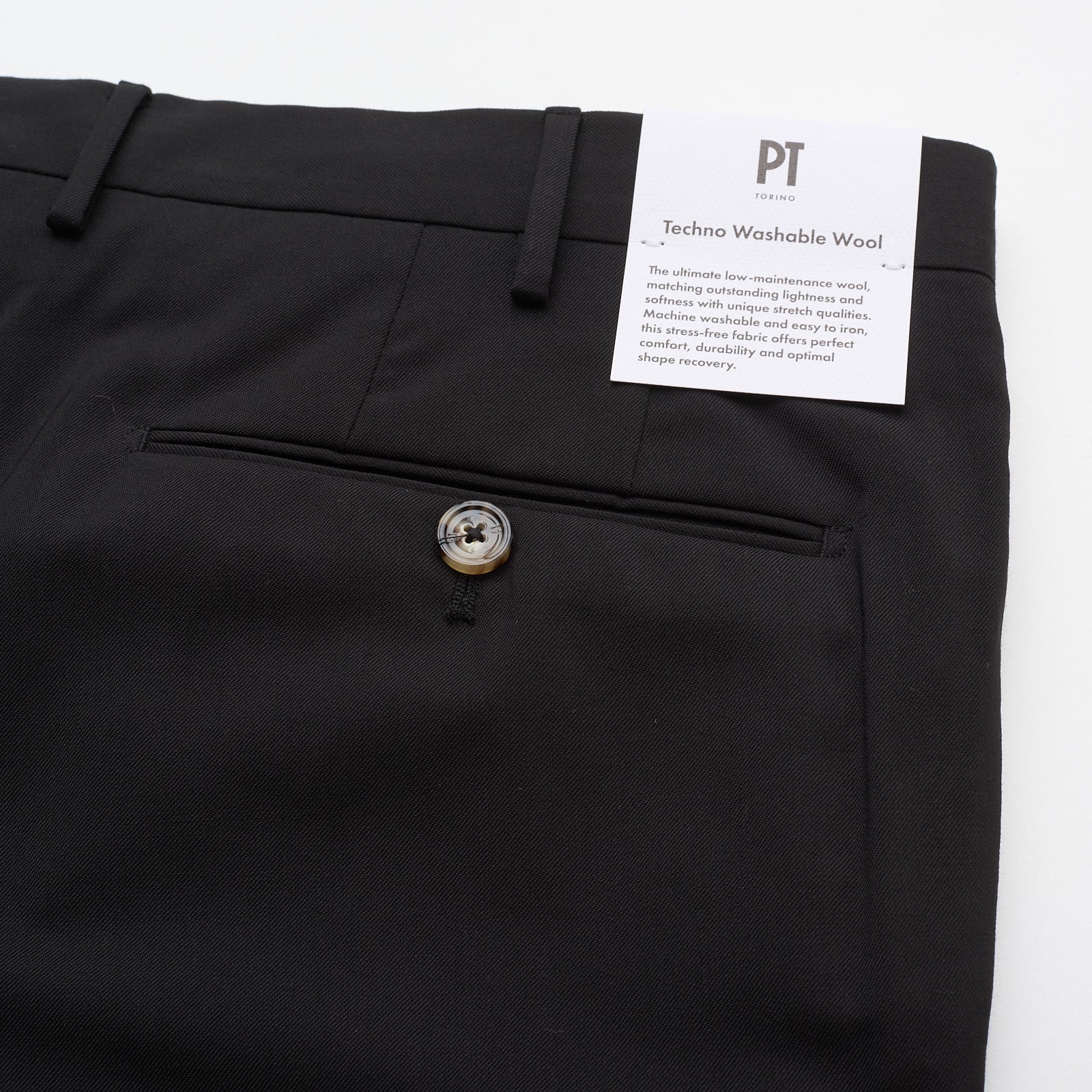 PT PANTALONI TORINO Black Wool Stretch Slim Fit Dress Pants NEW