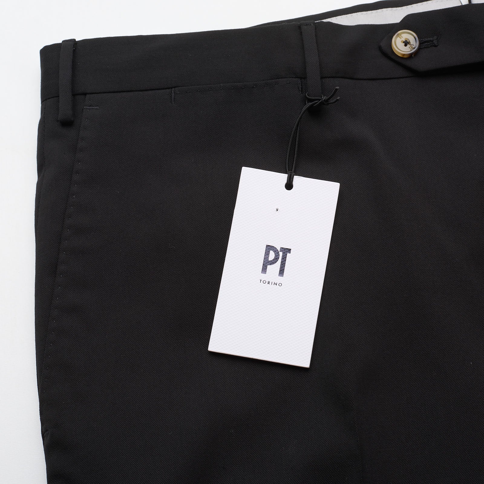 PT PANTALONI TORINO Black Wool Stretch Slim Fit Dress Pants NEW