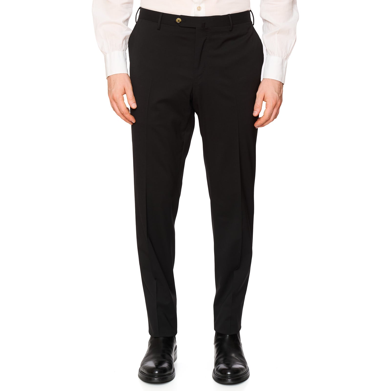 PT PANTALONI TORINO Black Wool Stretch Slim Fit Dress Pants NEW