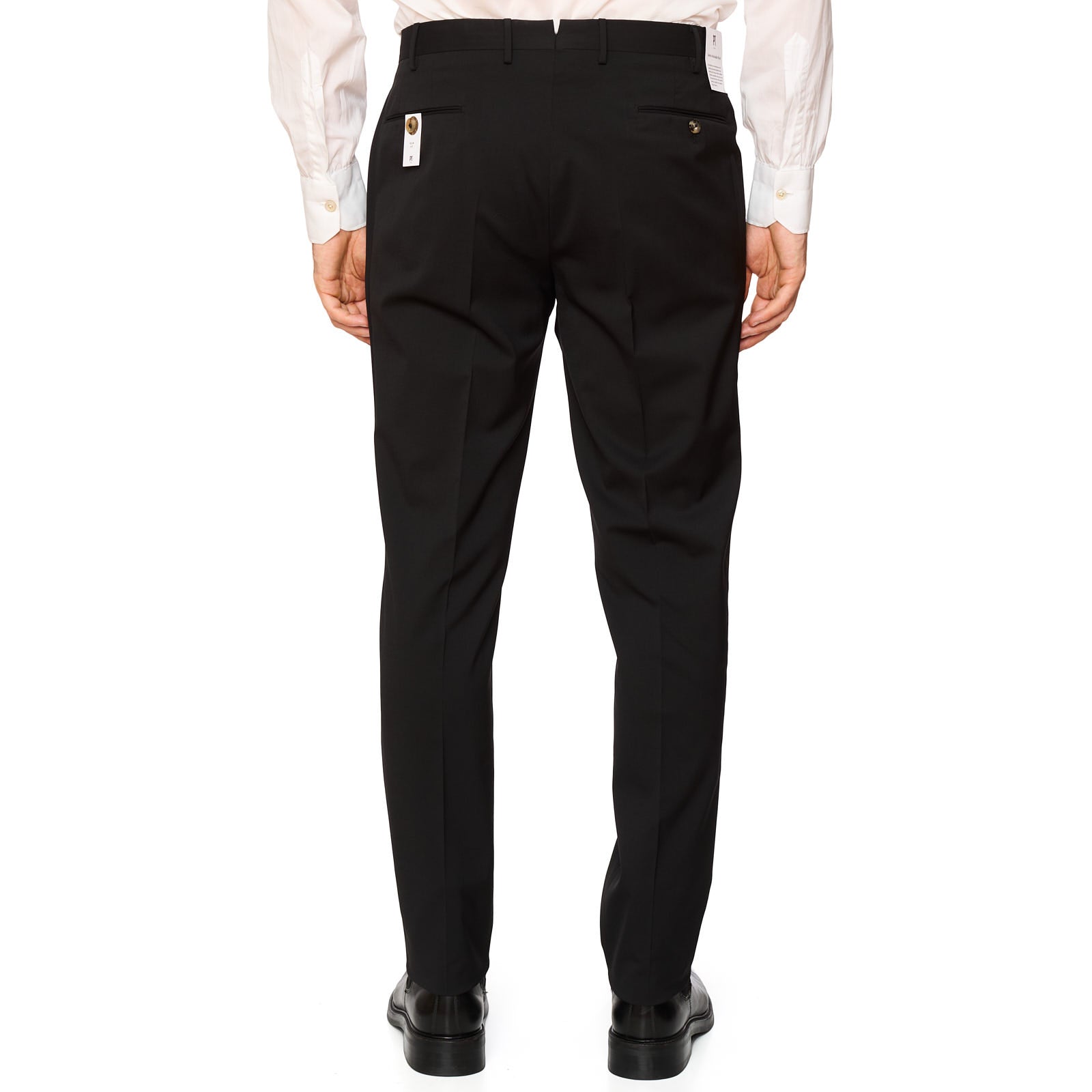 PT PANTALONI TORINO Black Wool Stretch Slim Fit Dress Pants NEW