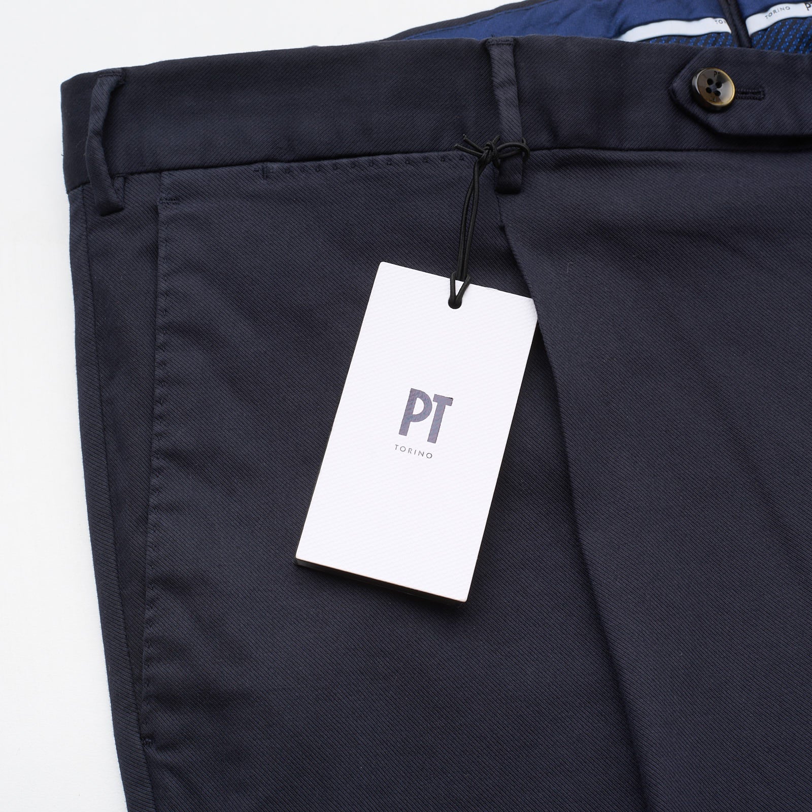 PT PANTALONI TORINO Blue Cotton-Lyocell Stretch Pants NEW Superslim