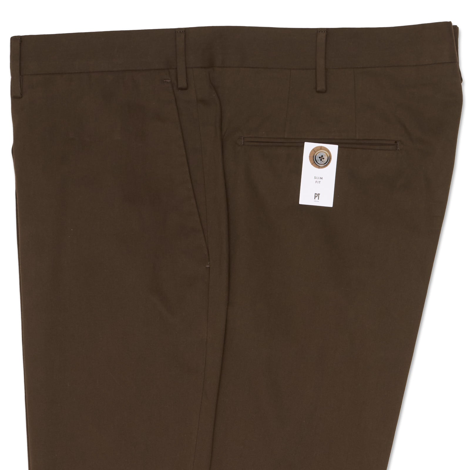 PT PANTALONI TORINO Brown Cotton-Silk Slim Fit Silkochino Pants EU 60 NEW US 40