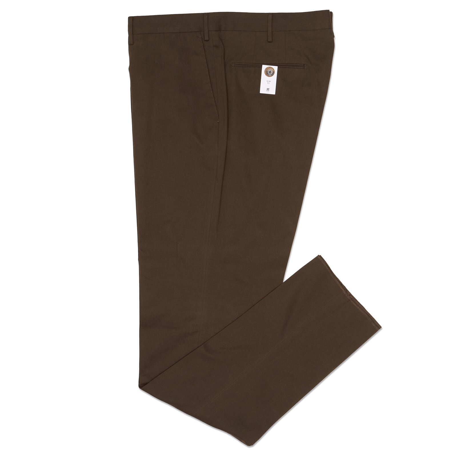 PT PANTALONI TORINO Brown Cotton-Silk Slim Fit Silkochino Pants EU 60 NEW US 40