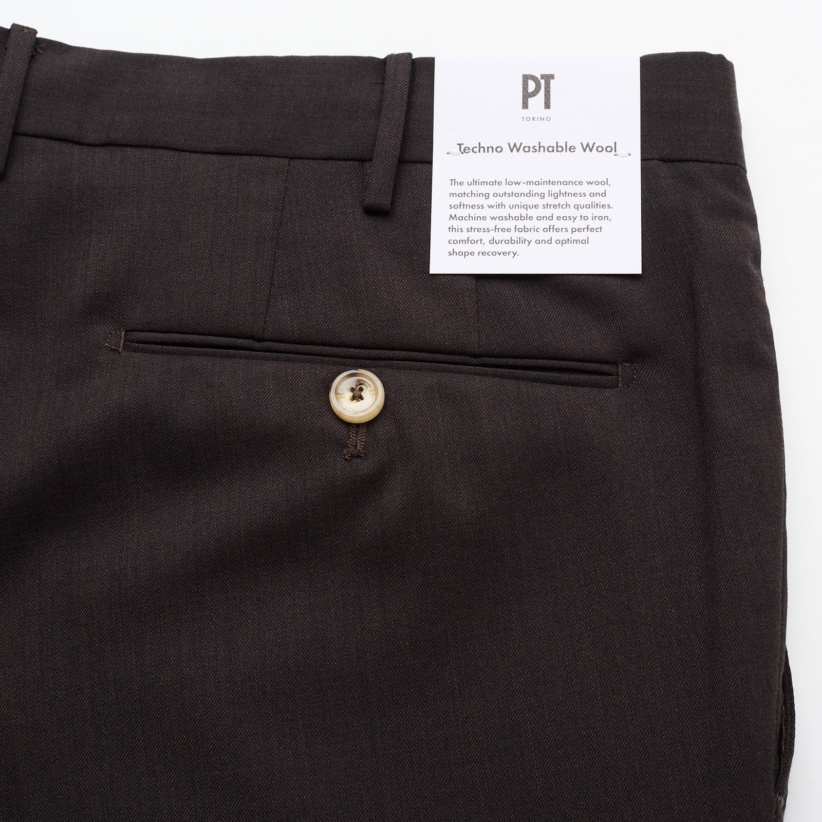 PT PANTALONI TORINO Brown Polyester-Wool Slim Fit Dress Pants NEW