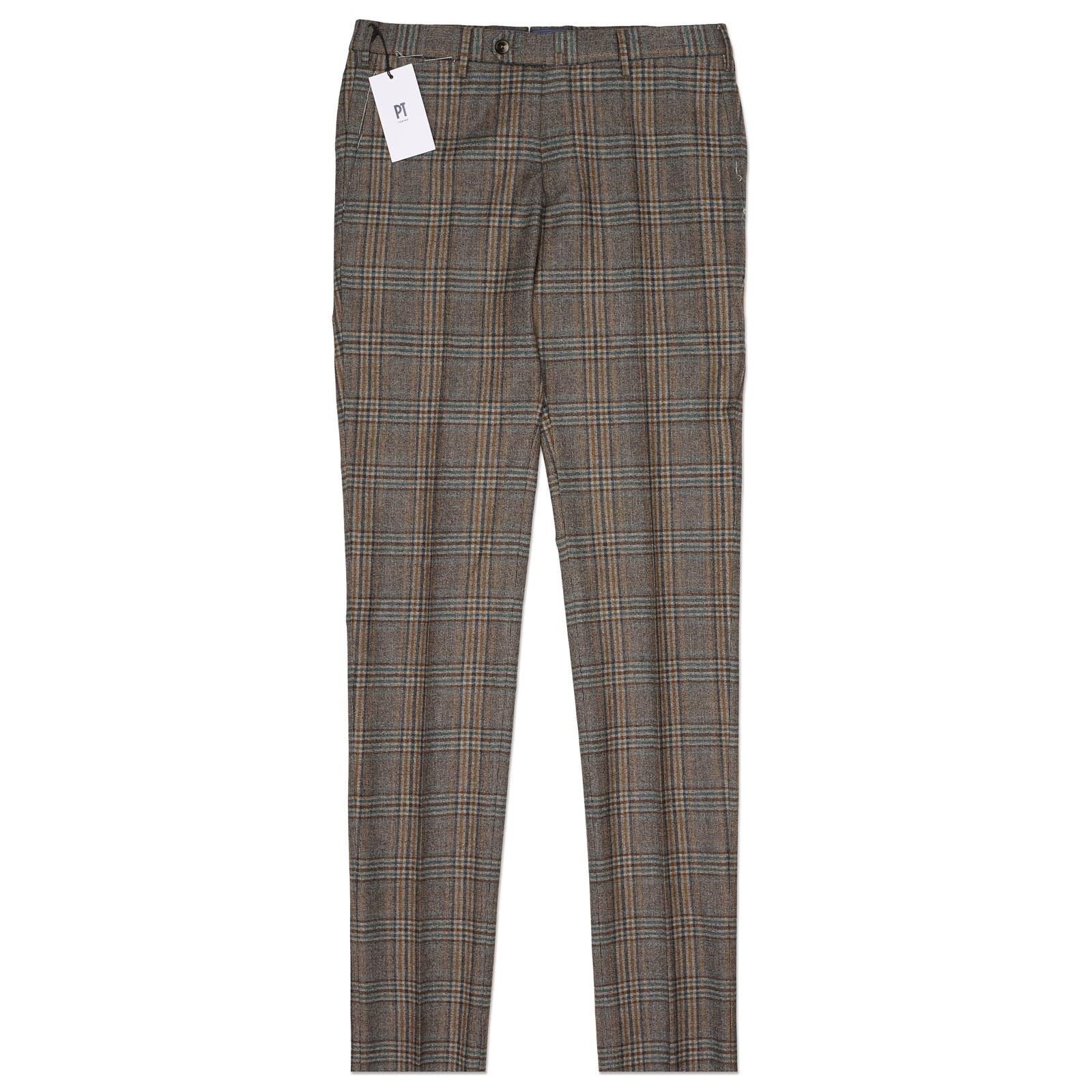 PT PANTALONI TORINO Prince of Wales Flannel Super 100's Slim Fit Dress Pants NEW