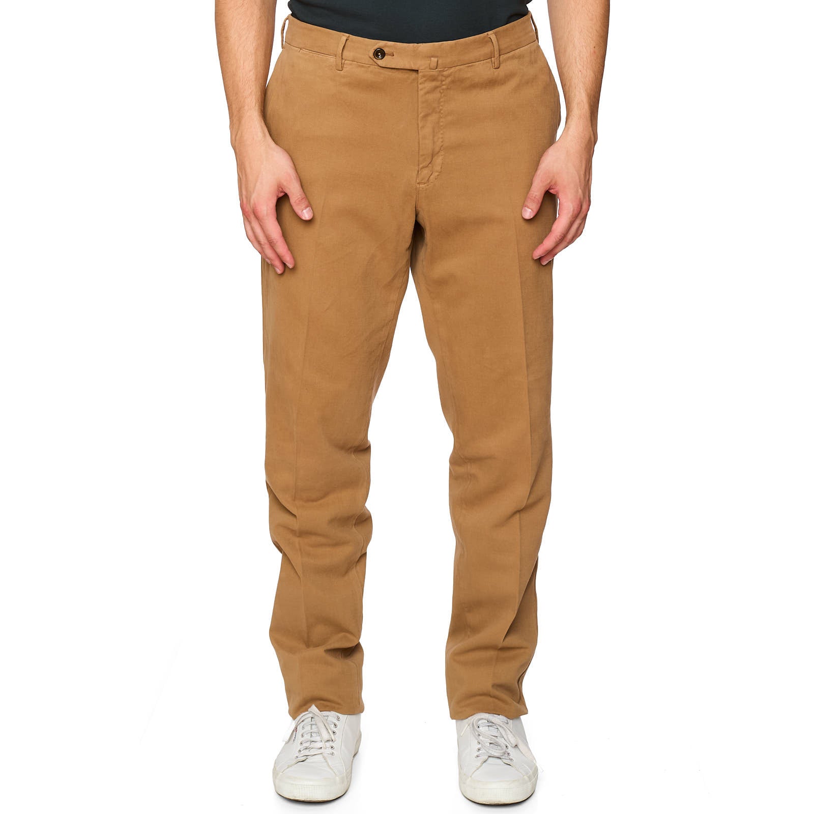 PT PANTALONI TORINO Brown Superslim Fit Cotton-Cashmere Chino Pants NEW