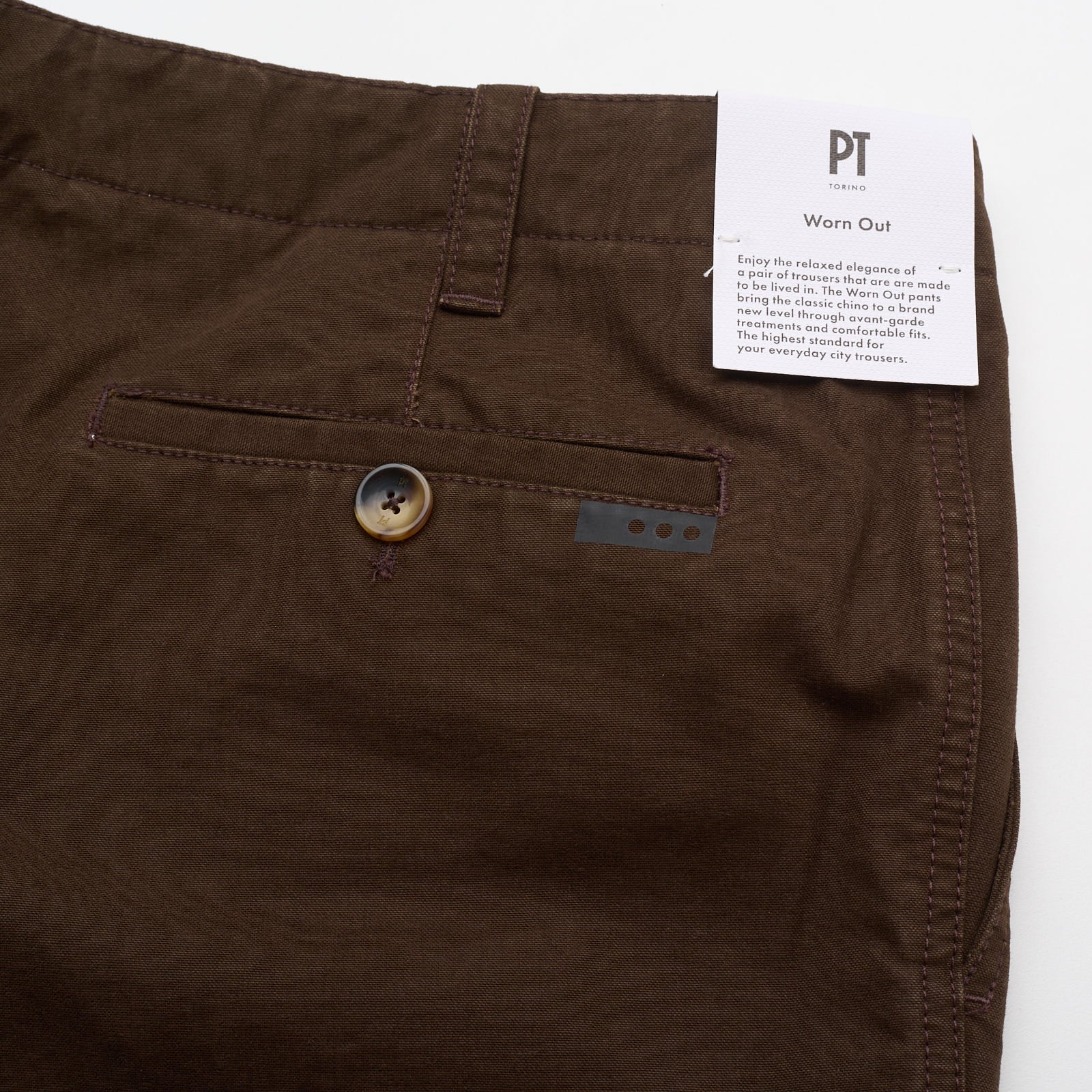 PT PANTALONI TORINO Brown "Worn Out" Shot Fit Stretch Chino Pants NEW