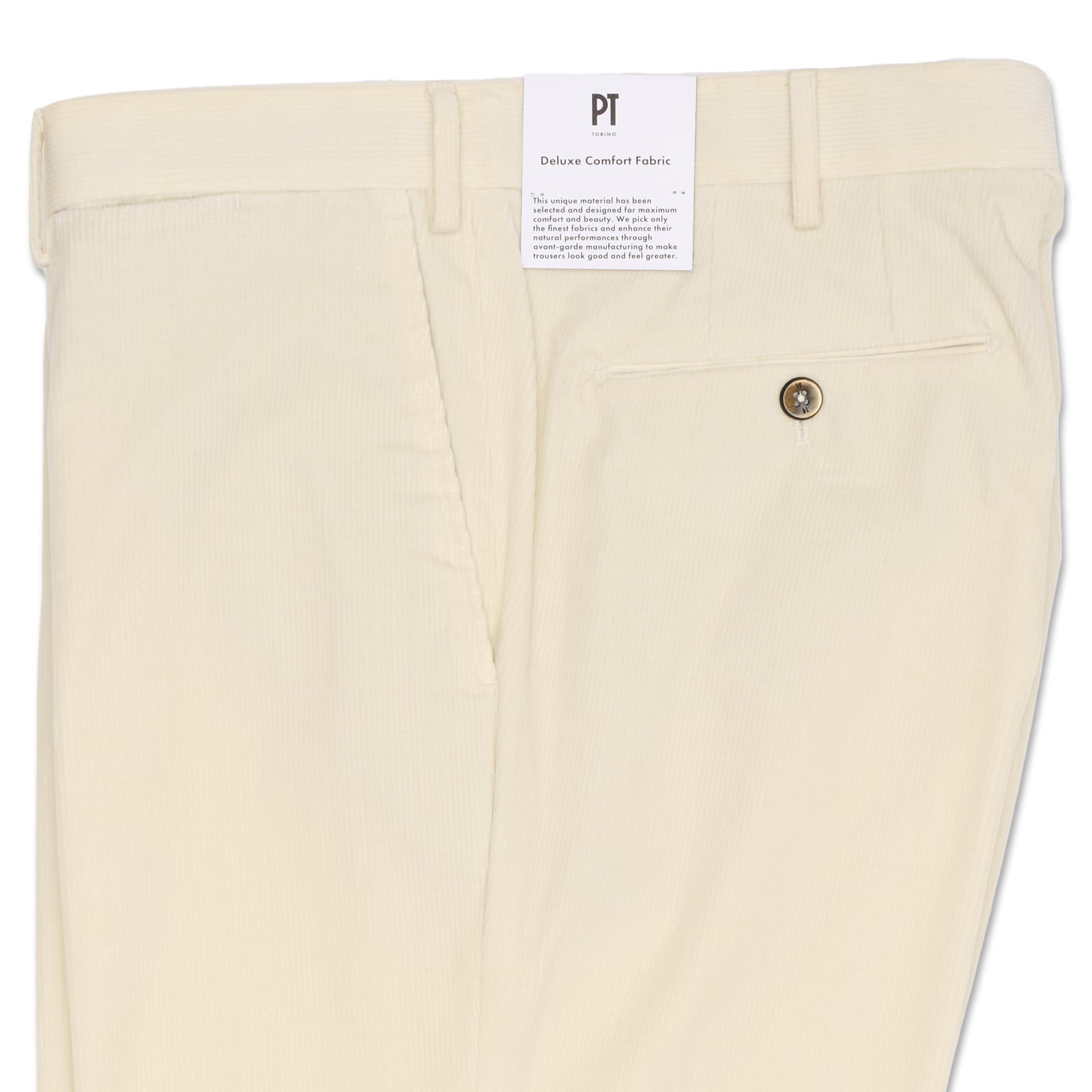 PT PANTALONI TORINO Cream Cotton Corduroy Slim Fit Stretch Pants EU 58 US 40 NEW