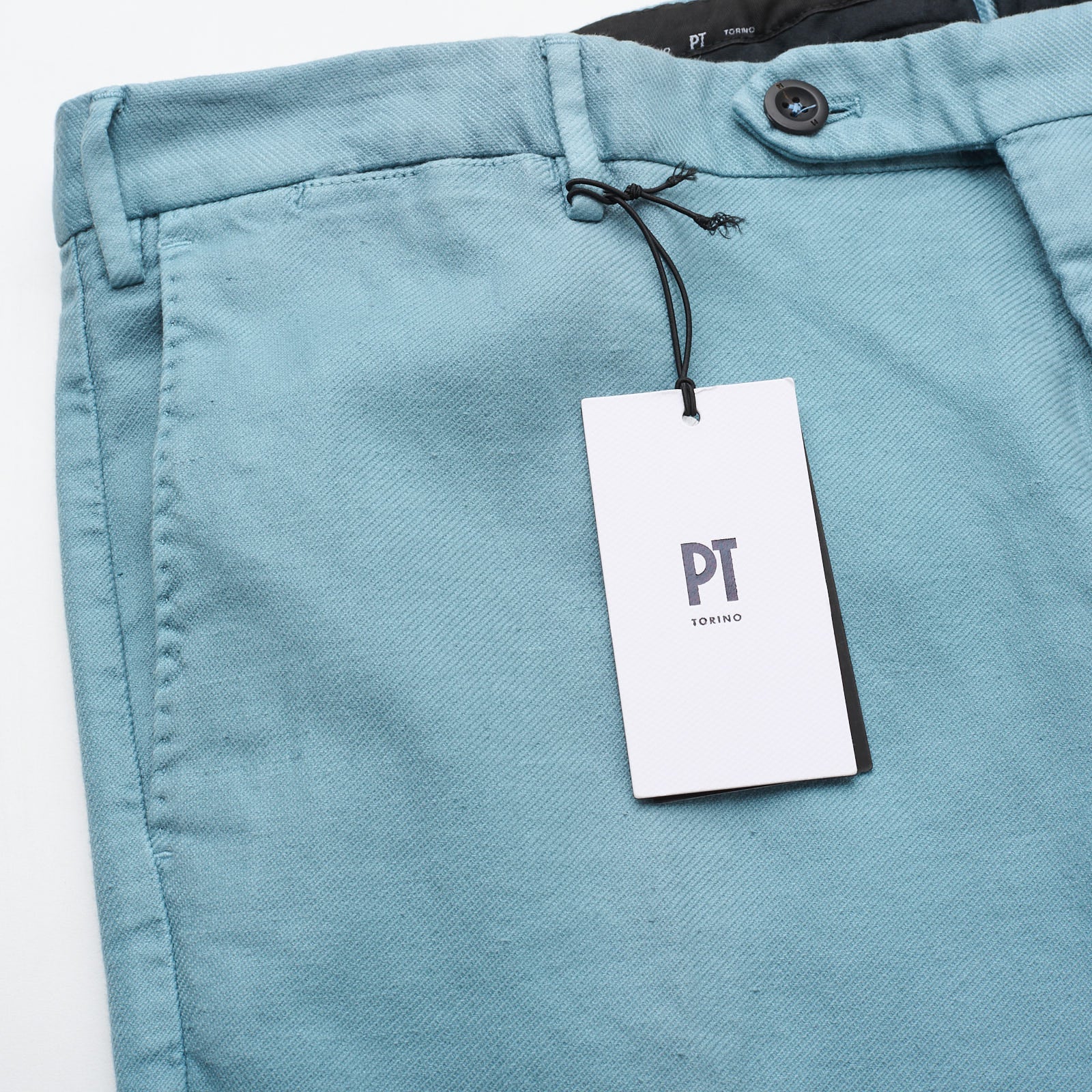 PT PANTALONI TORINO "Madison" Light Blue Cotton-Linen Chino Pants NEW