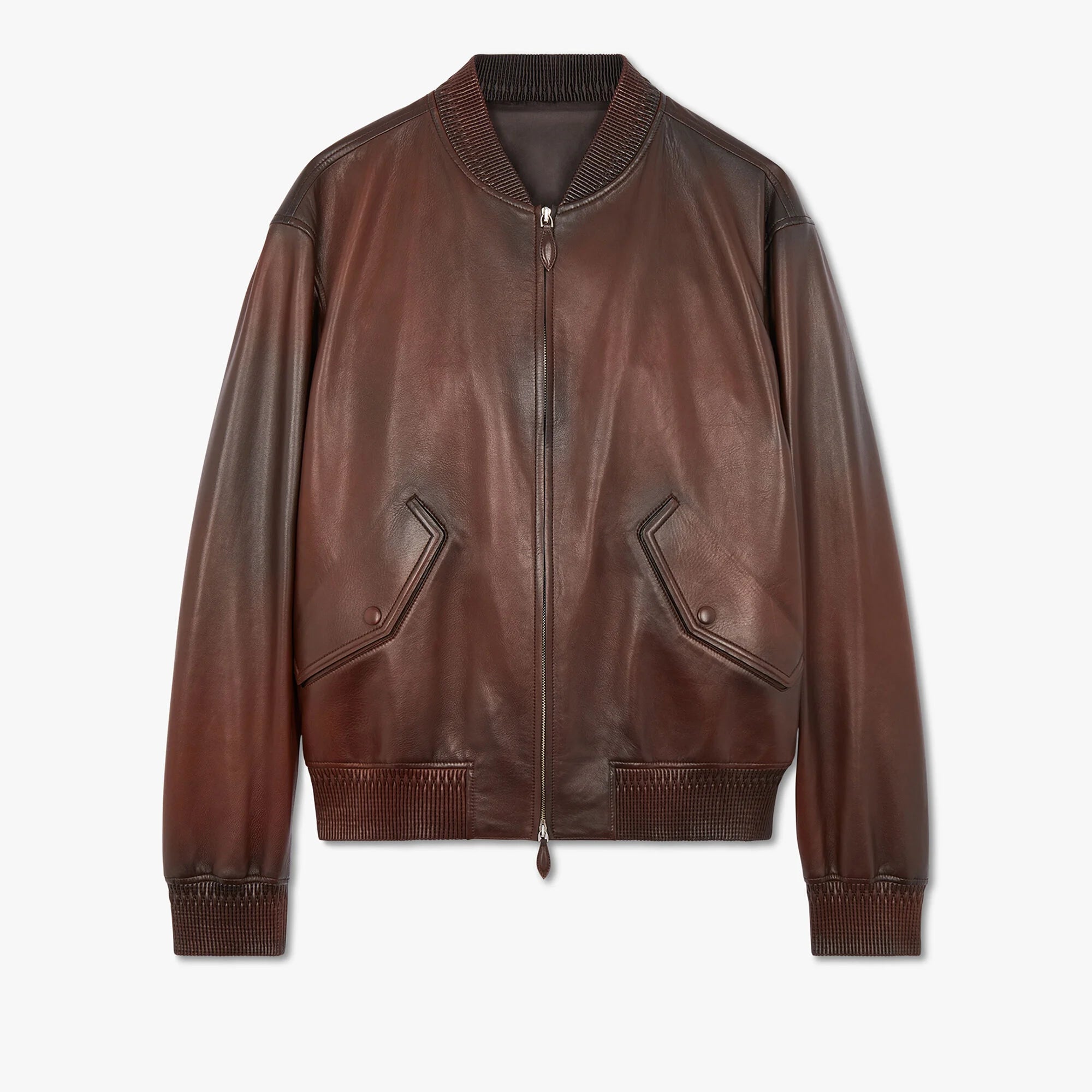 BERLUTI Paris Brown Patina Leather Bomber Jacket EU R52 NEW US L