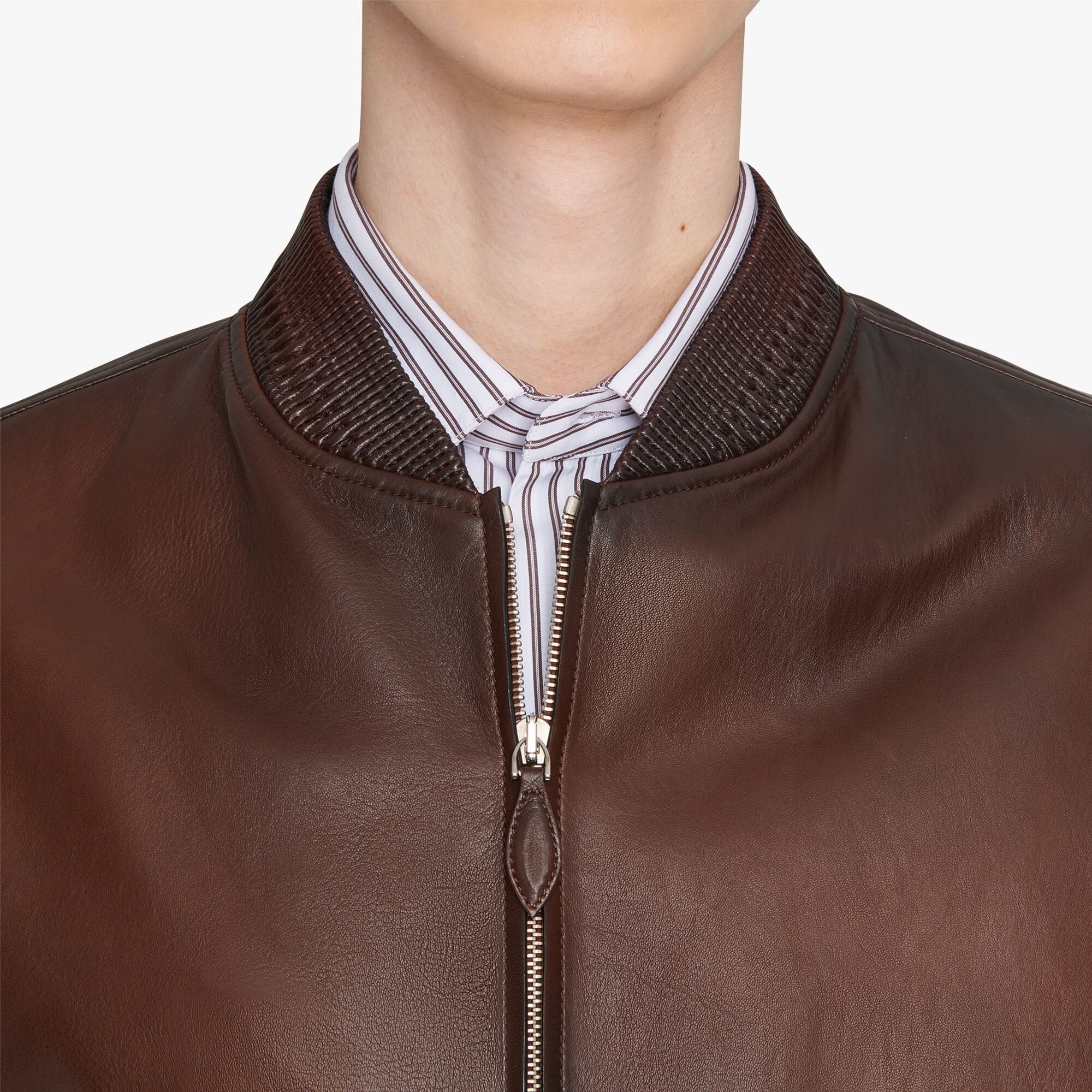 BERLUTI Paris Brown Patina Leather Bomber Jacket EU R52 NEW US L